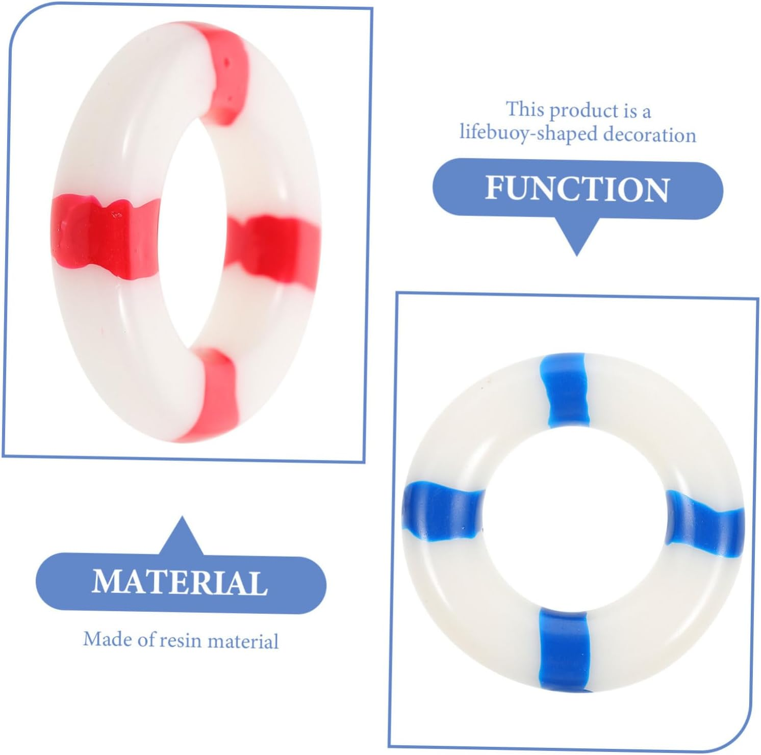 KITANDOVE 10 Pcs Landscape Swim Decorations Mediterranean Nautical Life Buoy Ornaments for Fish Wall Decor Beach Theme Party Garden Decorations and Aquarium Accents image number 4