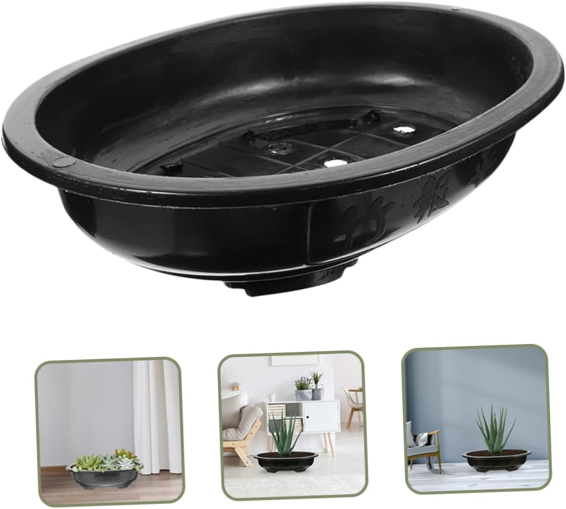 FUNOMOCYA 2Pcs Oval Bonsai Pot Large Pot Gardening Household Use Drainage for Indoor Planting Garden Supply image number 5