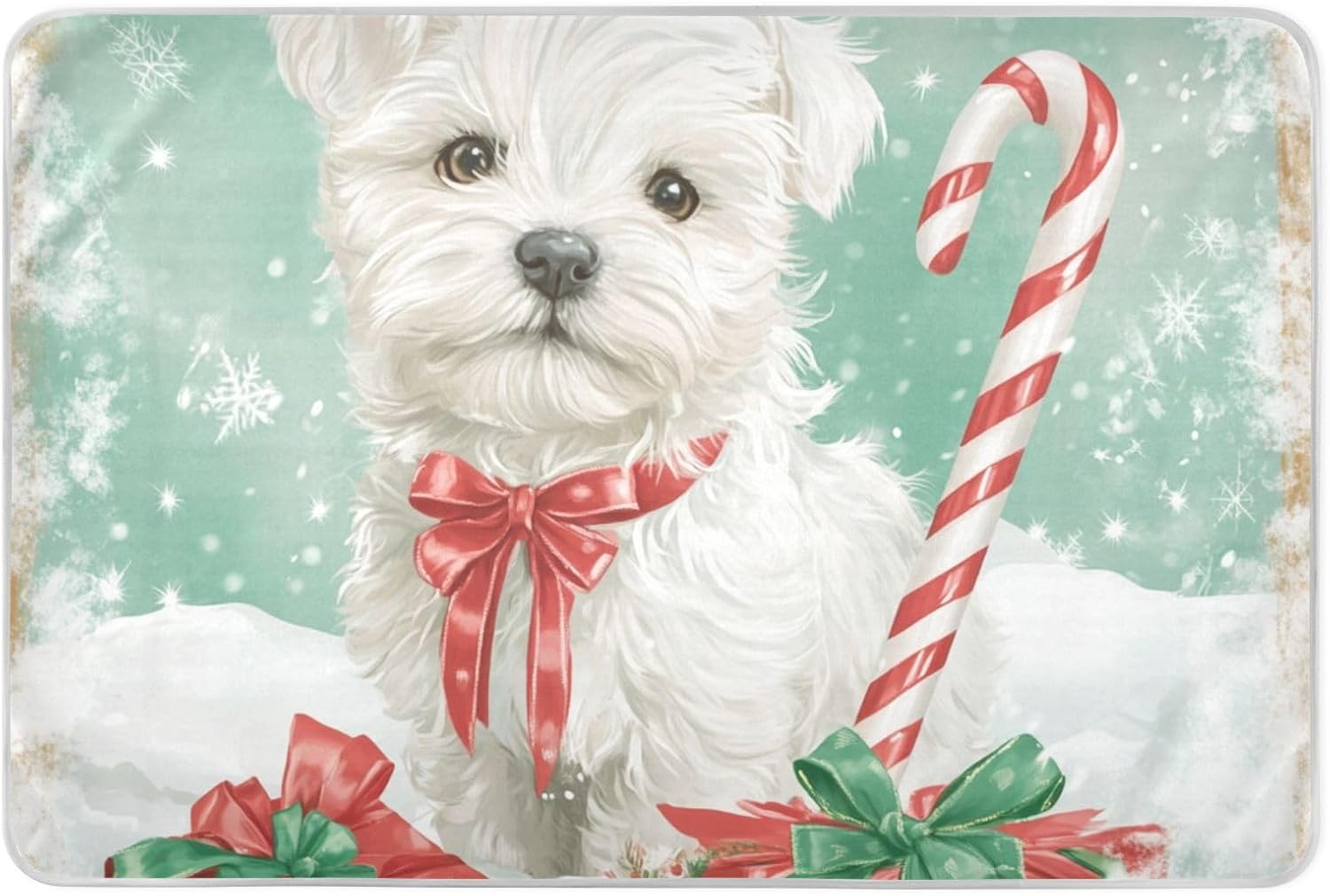 Cartoon Cute White Christmas Dog Extra Large Resuable Changing Pad Covers Water Resistant Diaper Changing Mat Machine Washable Bed Liners for Baby Toddler Children, 52"L X 34"W image number 3