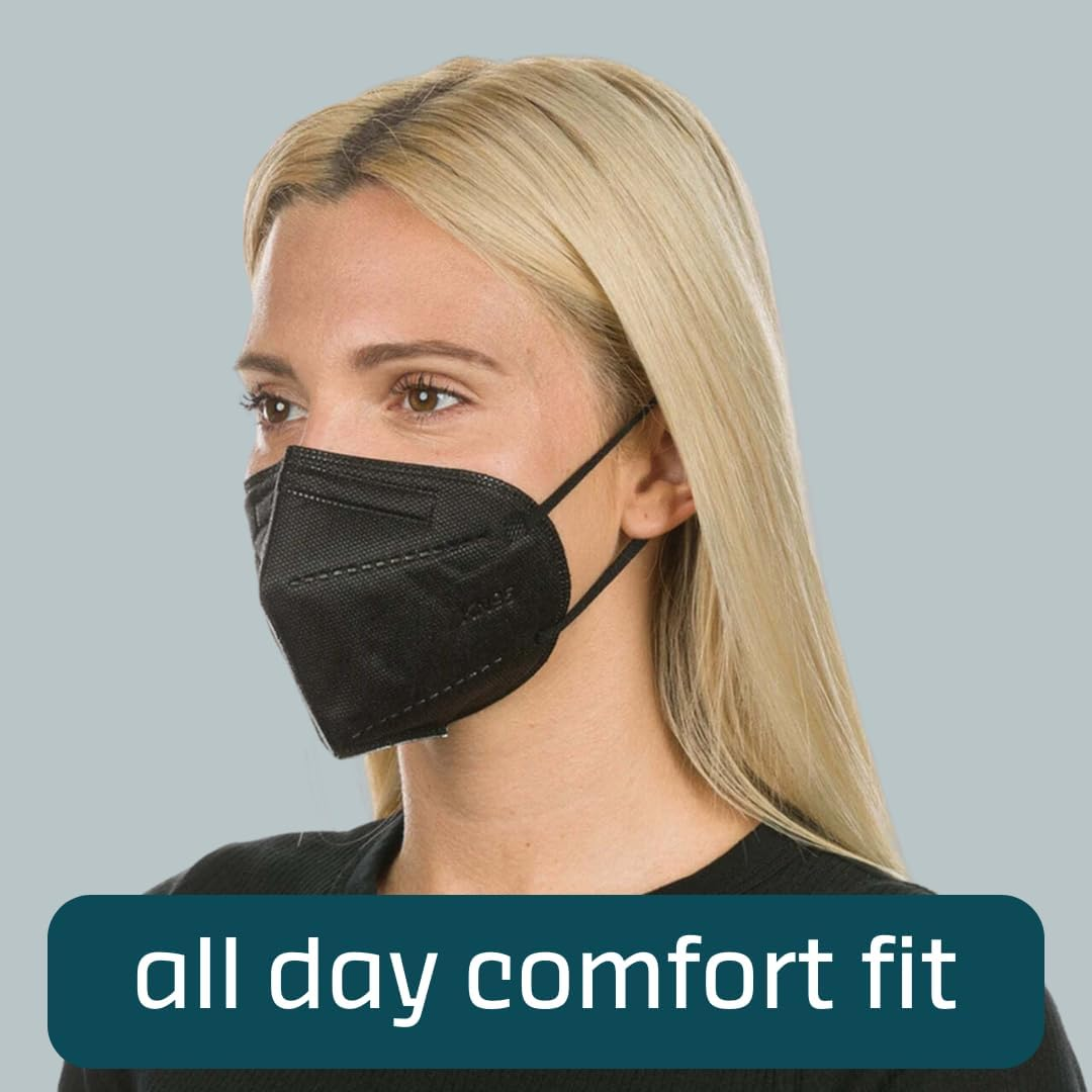 Shield Right KN95 Face Masks 10 Pack &ndash; Individually Wrapped 5-Ply Disposable Masks | N95 P2 Equivalent | Black or White | Comfortable, Breathable, Latex-Free image number 4