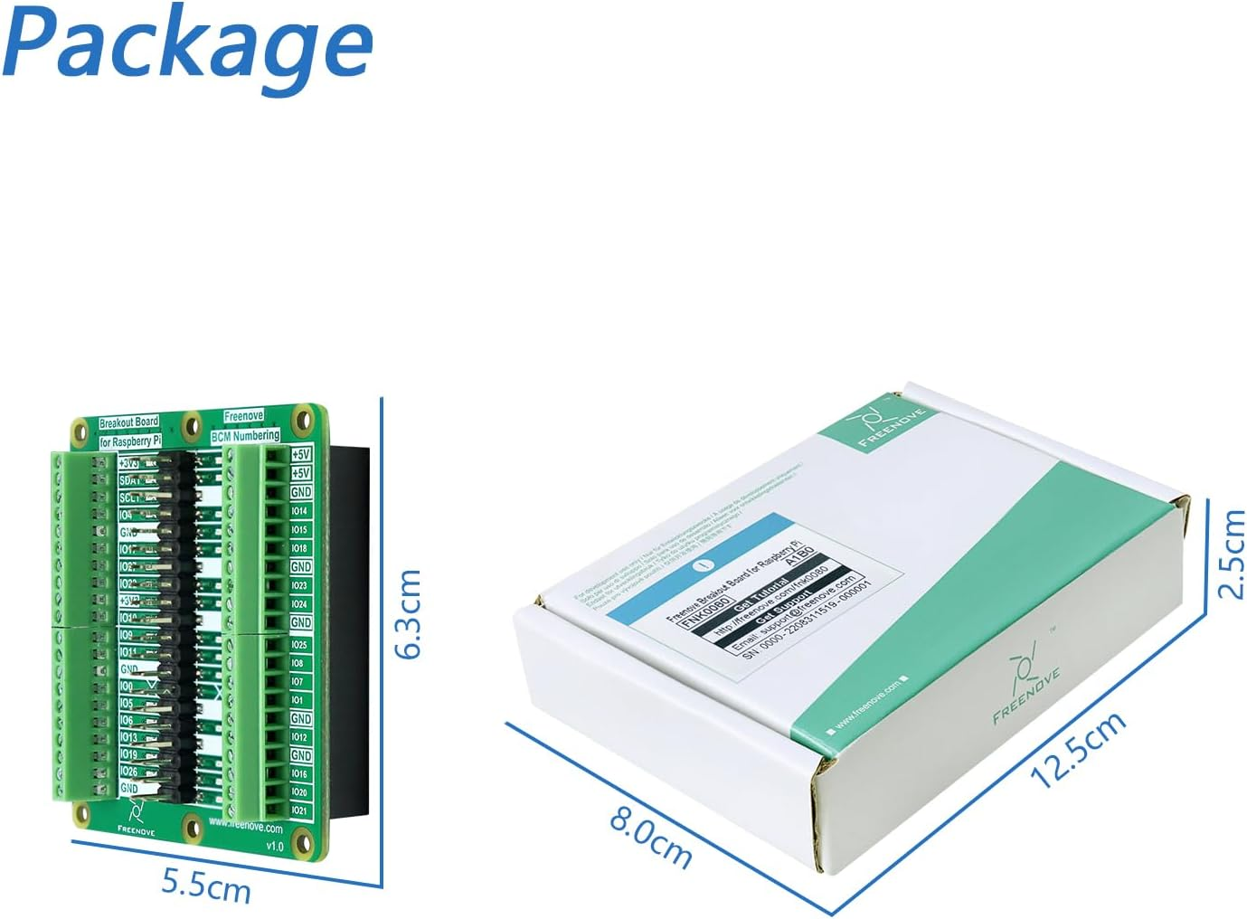 Freenove Breakout Board for Raspberry Pi 5 / 4B / 3B+ / 3B / 3A+ / 2B / 1B+ / 1A+ / Zero 2 W/Zero W/Zero, Terminal Block Shield HAT with Pin Header, GPIO Status LED image number 5