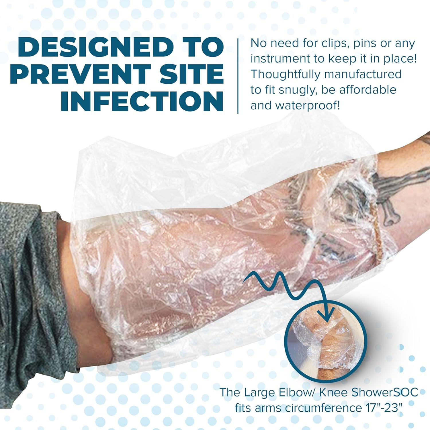 PICC LINE COVER for Showers - 25 Pack - LARGE - Waterproof Disposable - Elbow/Knee - Protector Guard image number 3