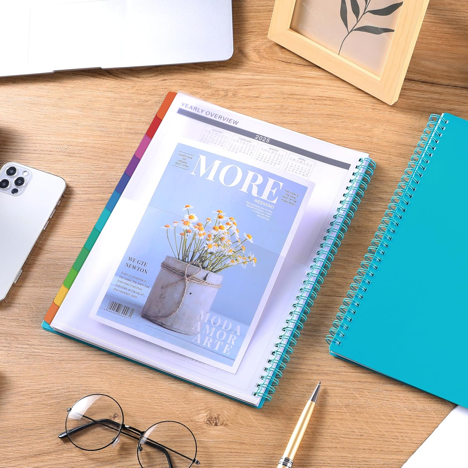 2025-2028 Monthly Planner/Calendar - 3 Year Monthly Planner 2025-2028, Jul.2025 - Jun.2028, 9" X 11", 36-Month Calendar + Colorful Tabs + Pocket - Teal image number 1