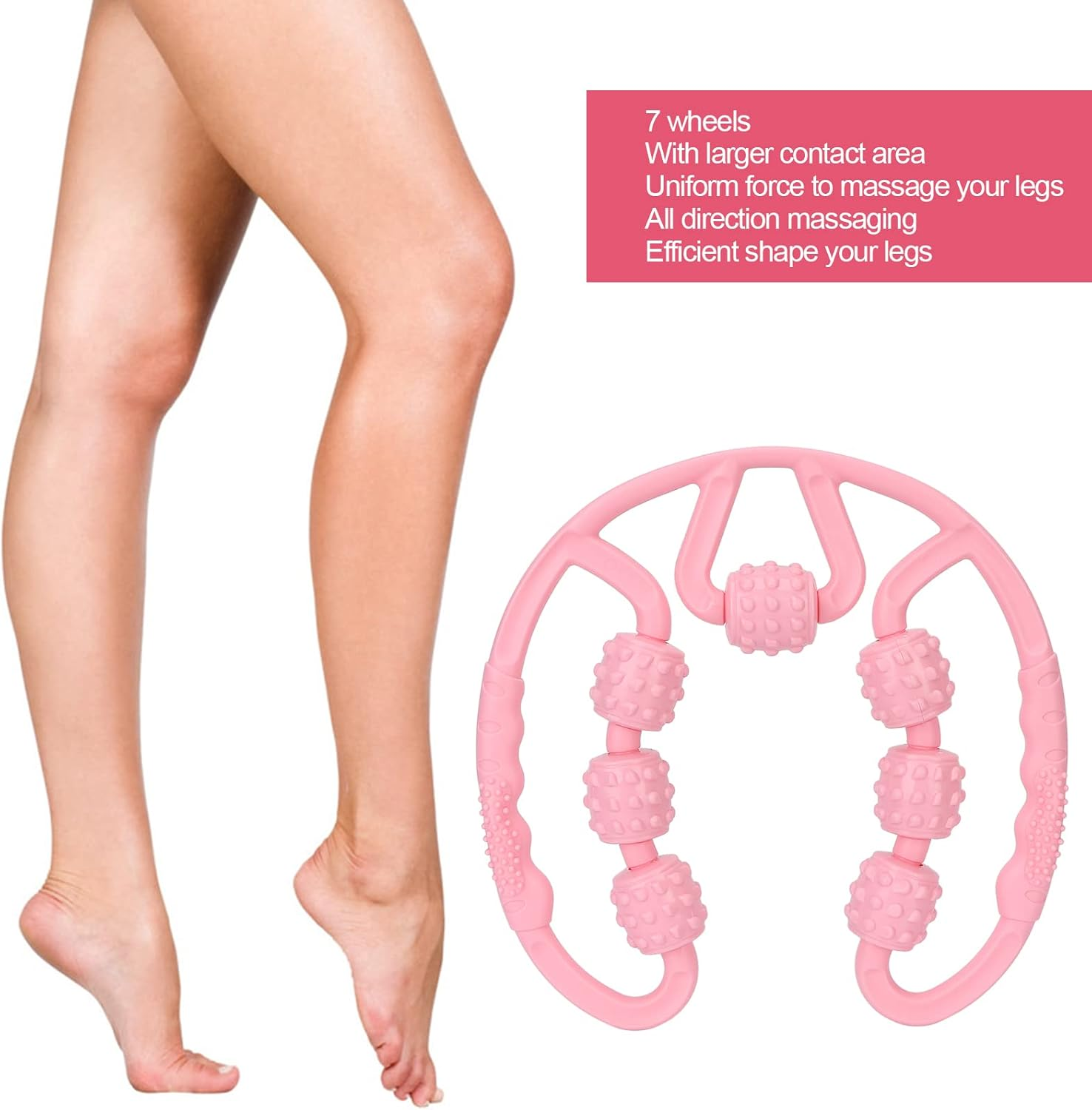 Leg Massage Roller, Calf Muscle Roller 7 Wheels Elastic PP for Home Use for Thigh image number 3