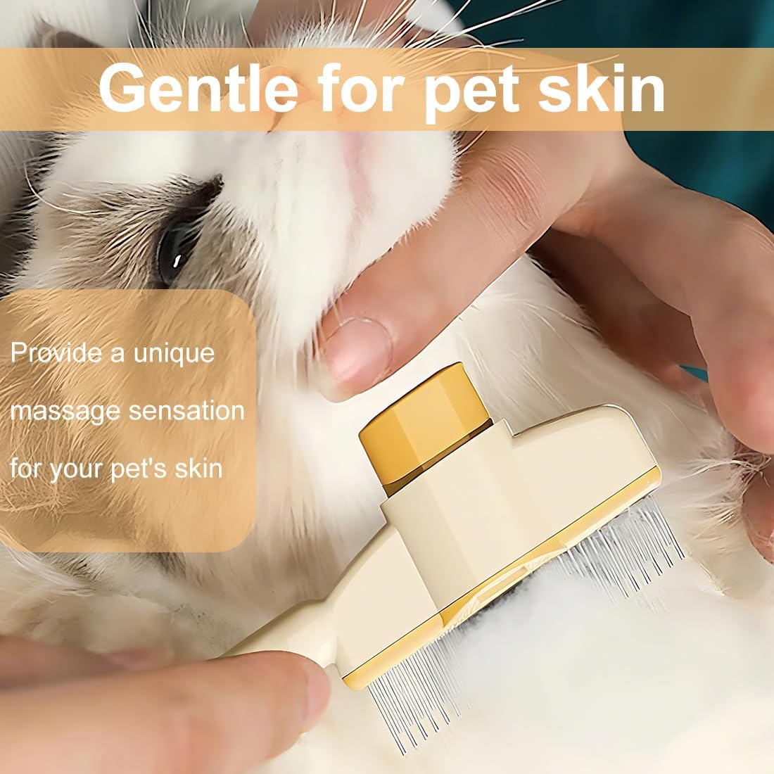 HAZMA Pack of 2 Self-Cleaning Pet Brushes for Long and Short Hair Care, Cat Brush, Fur Flash Brush, Cat Paw Tenmond Brush, Pet Comb for Removing Matte Hair (Green + Yellow) image number 6