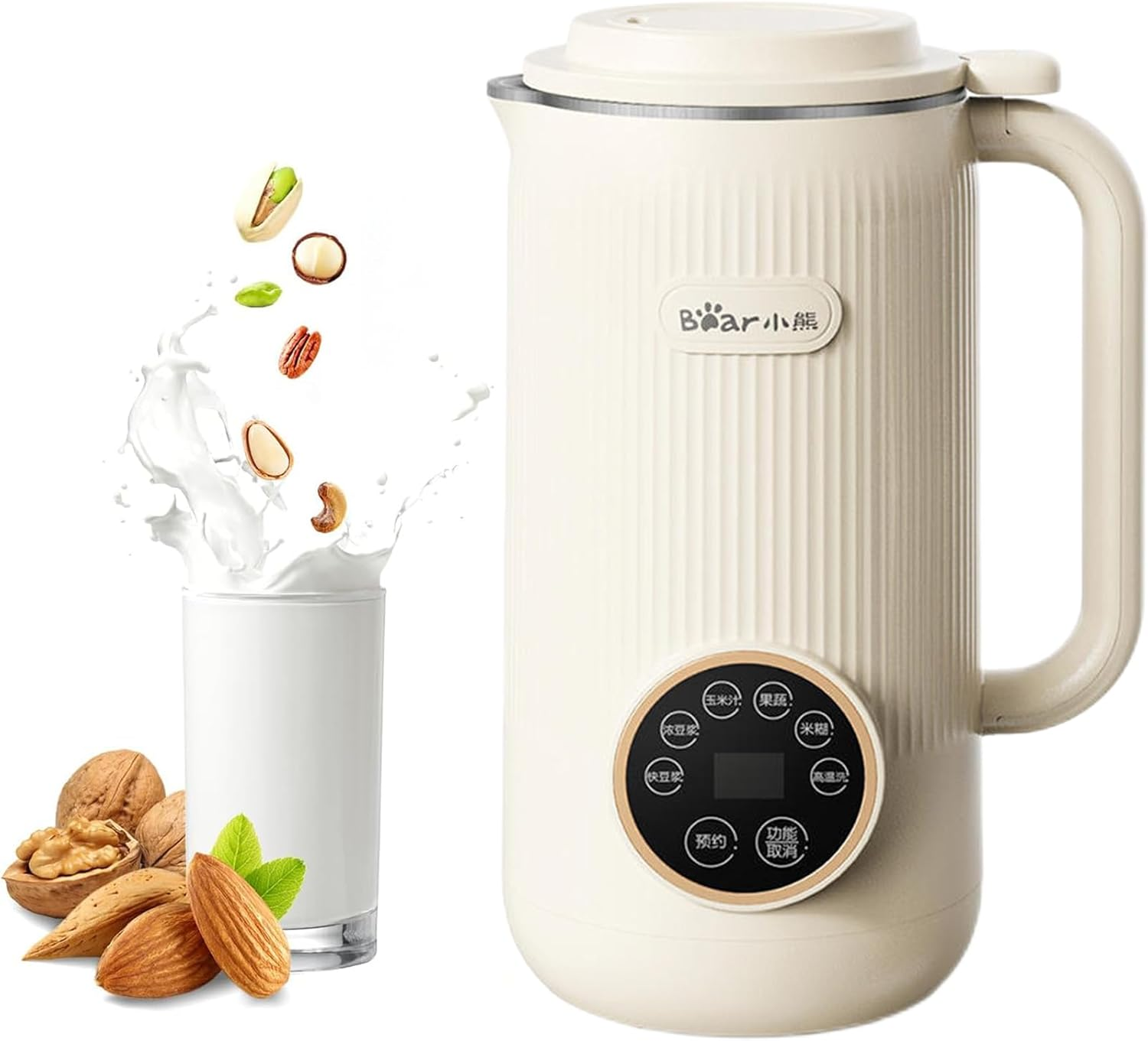 Bear Soy Milk Maker, 600Ml Multi-Functional Automatic Almond Milk, Nut Milk, Oat Milk, Corn Juice, Rice Paste, Juice Maker with 12H Delay Start & 2H Keep Warm, Stainless Steel, Auto Clean image number 3