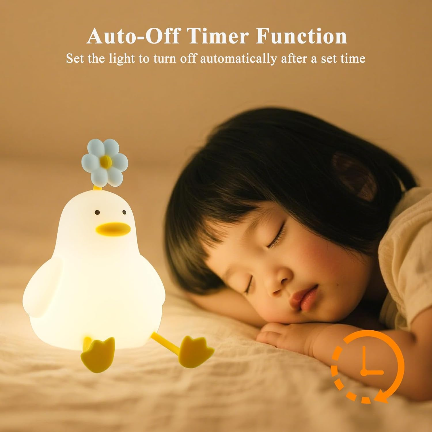 LED Night Light for Kids Warm White Dimmable Changing Kids Night Light,Portable Rechargable Nightlight for Kids Room,Silicone Baby Night Light(Duck) image number 2
