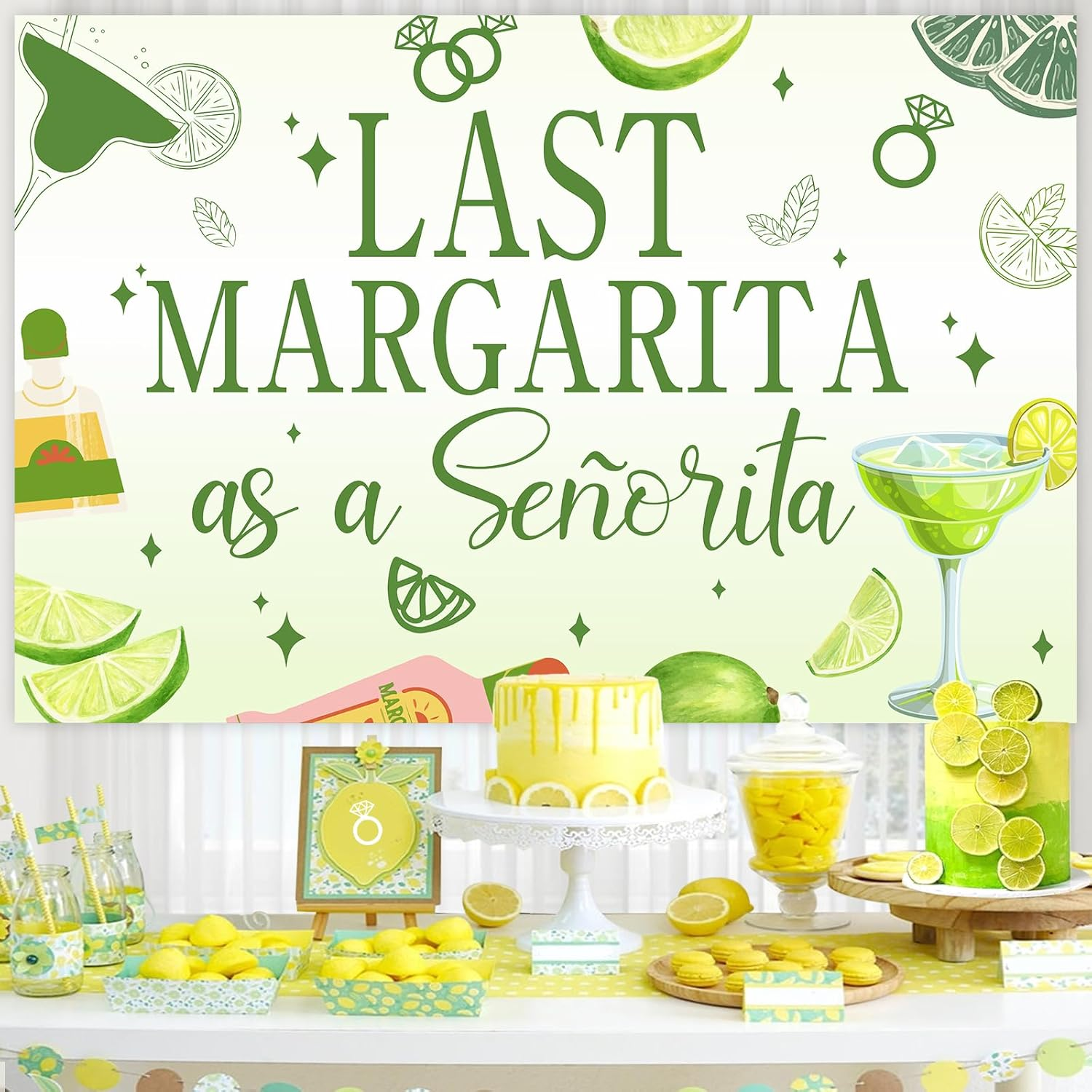 Wonmelody Margarita Bachelorette Party Decorations 5*3 Ft Last Margarita as a Senorita Backdrop Banner Mexican Fiesta Bachelorette Decor for Final Fiesta Bachelorette Bridal Shower Tequila Hen Party image number 2