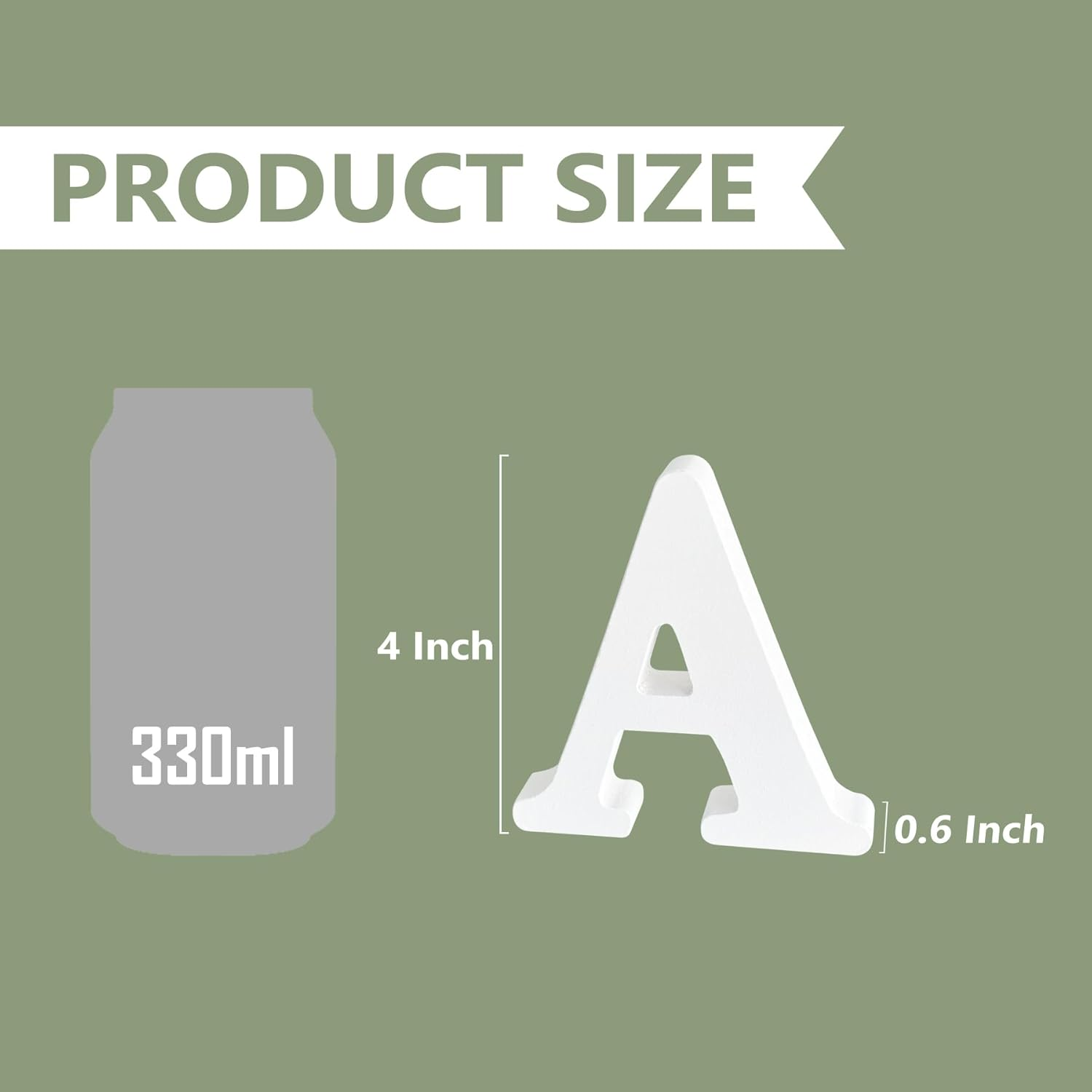 4 Inch Wood Letters, Unfinished Wooden Letters for Crafts, White Marquee Alphabet Letters for Wedding Birthday Party (Letter A) image number 6