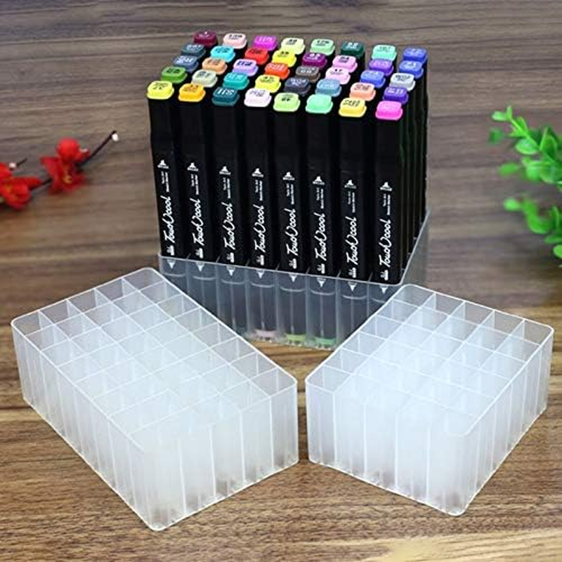 Chris.W 2 Pack 40-Slot Art Markers Pen Holder Desk Stand Organizer Storage Tray Marker Empty Storage Pack(Black)