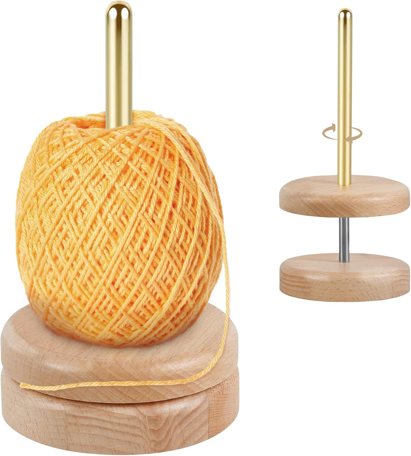Wooden Yarn Holder Yarn Spindle Dispenser Stable Beech Wood Yarn Skein Spinner Rotatable Revolving Yarn Ball Stand Yarn Ball Holder Dispenser for Crocheting Knitting Yarn image number 5