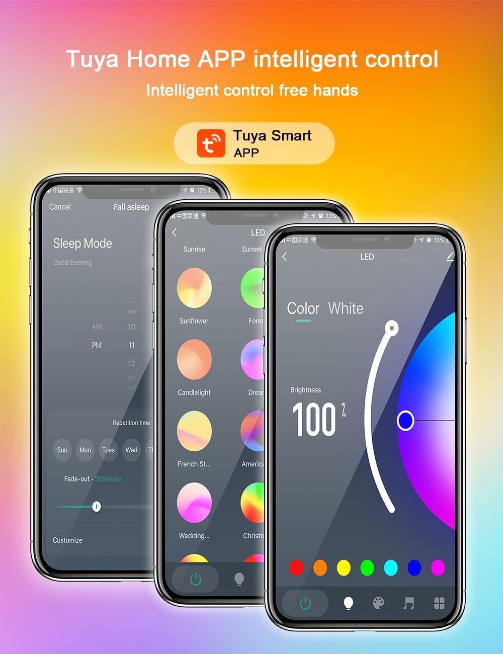 Uantii Tuya Smart Sunset Lamp Wireless Bluetooth Sunset Projector RGB Rainbow Atmosphere Led Light for Home Decoration App Control image number 1