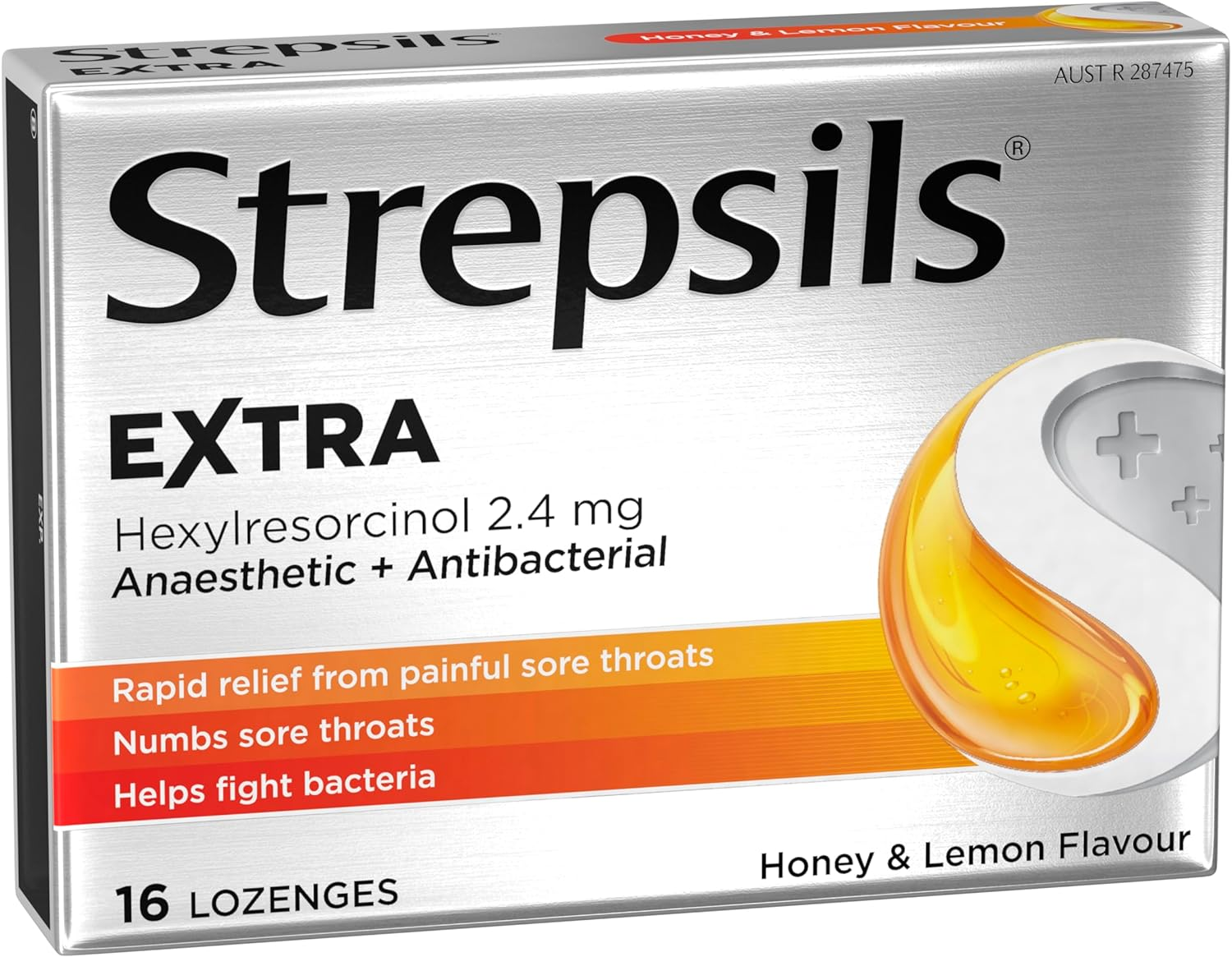 Strepsils Extra Lozenges Honey and Lemon 16S Numbs the Pain, 0.056 Kilograms image number 4