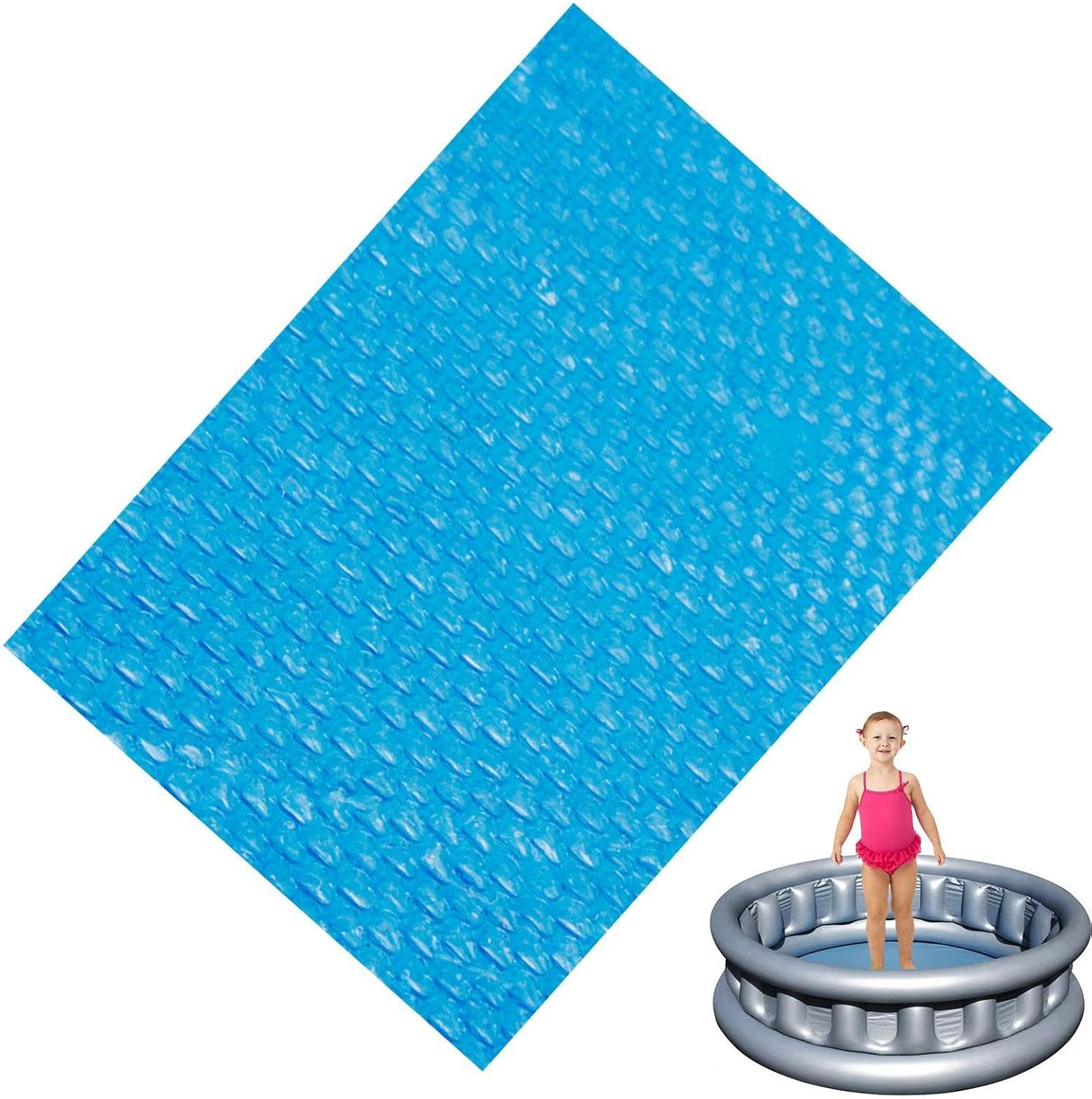 Solar Cover for Inground Pool,Bubbles Pool Solar Blanket Cover - Heat Retaining Hot Tub Cover Blanket, Floating Spa Blanket for Inground and Ground Swimming Pools Clear - Round Diameter 180Cm image number 6