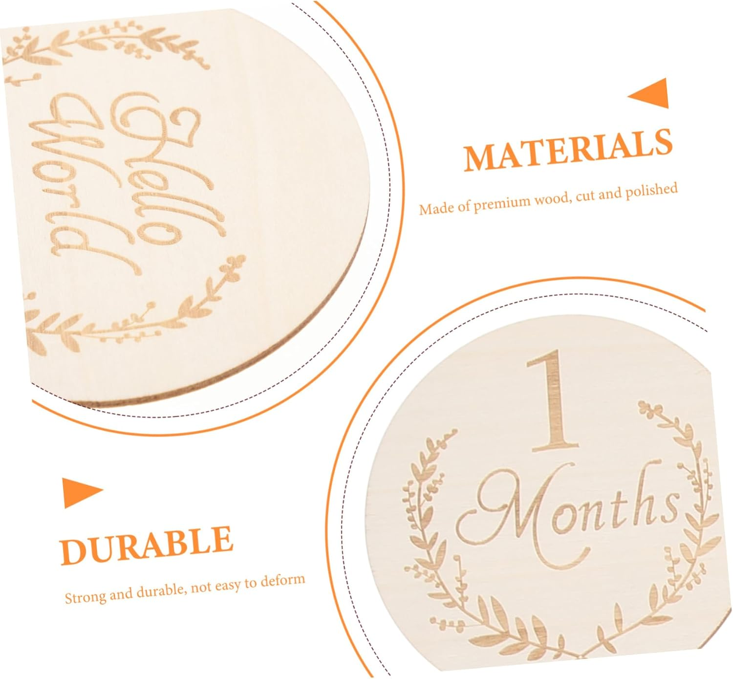 Gadpiparty 13Pcs 100Mm Wooden Infant Milestone Growth Cards Baby Birthday Photo Props Natural Poplar Wood Slices for Newborn Photography and Home Decoration image number 1