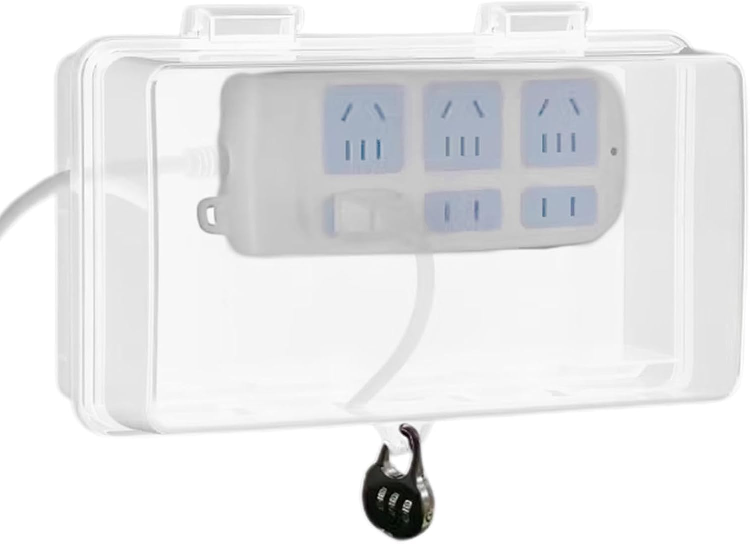 Generic Waterproof Cable Box Cover, 6 Outlet Holes Waterproof Electrical Box Cover, Lockable Outdoor Socket Box Rainproof Large Space for Socket Assistant, XV2S0LBRRQD5THD07