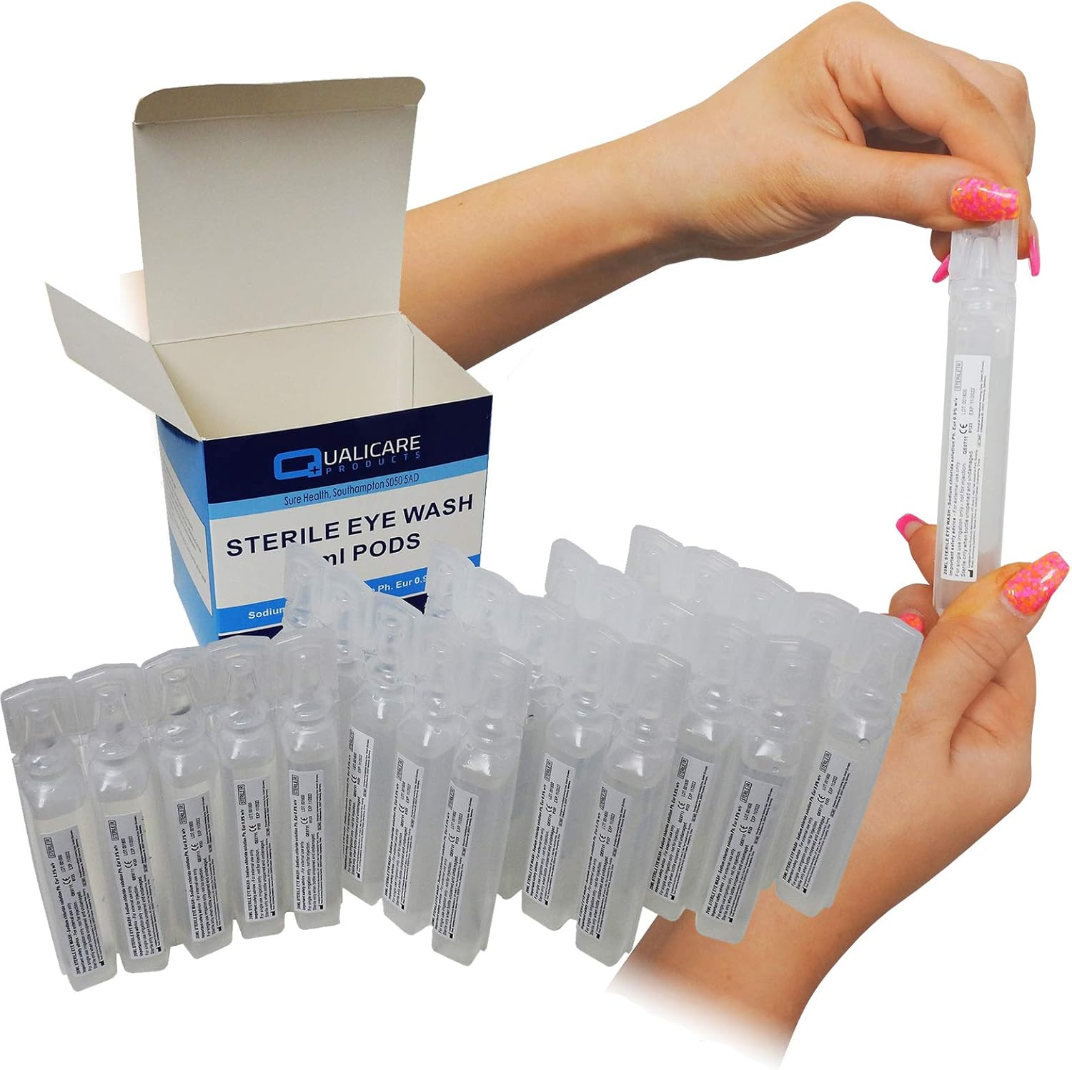 Qualicare 25X 20Ml Sterile Sodium Chloride Eye Care Wash Cleansing Solution Pods image number 1