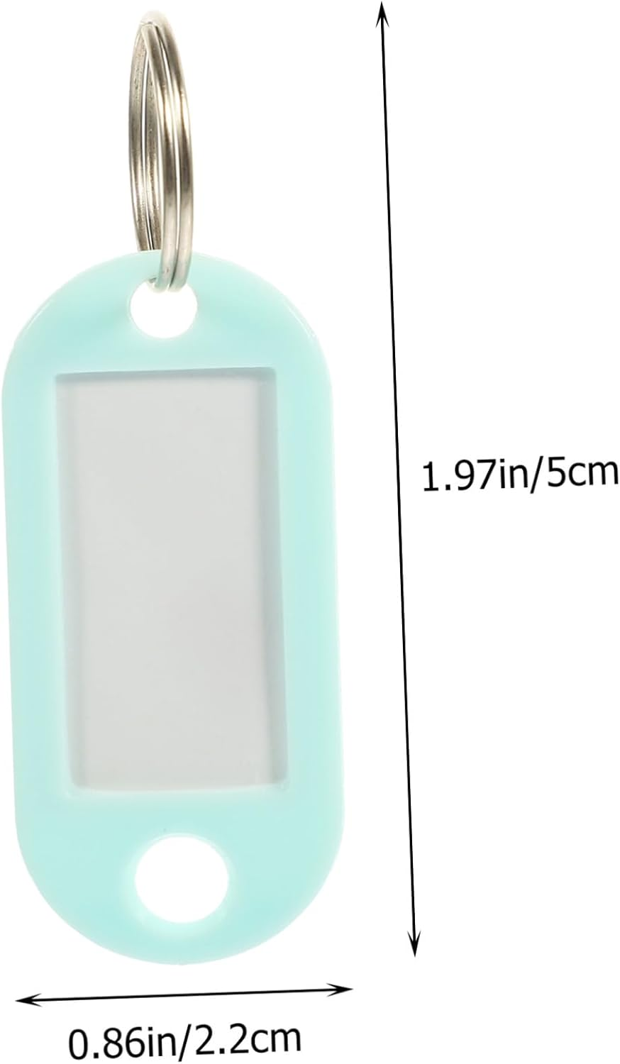 DIKACA 15Pcs Hanging Keychain Labels with Reusable Inserts Creative Key Tags for Organizing Keys Luggage School Bags and Travel Accessories Mint Green Classification Pendants