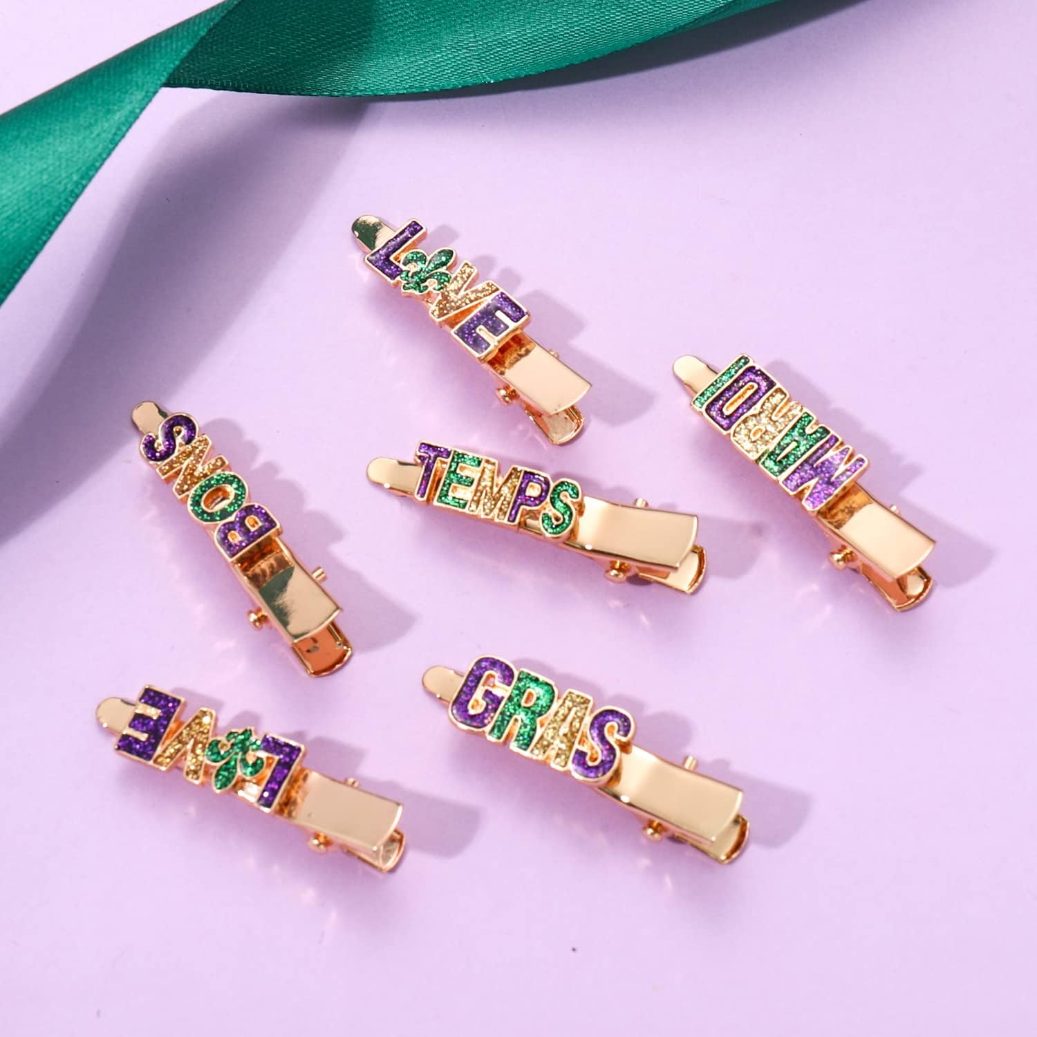 CEALXHENY Mardi Gras Hair Clips for Women (6PCS SET 2) image number 1
