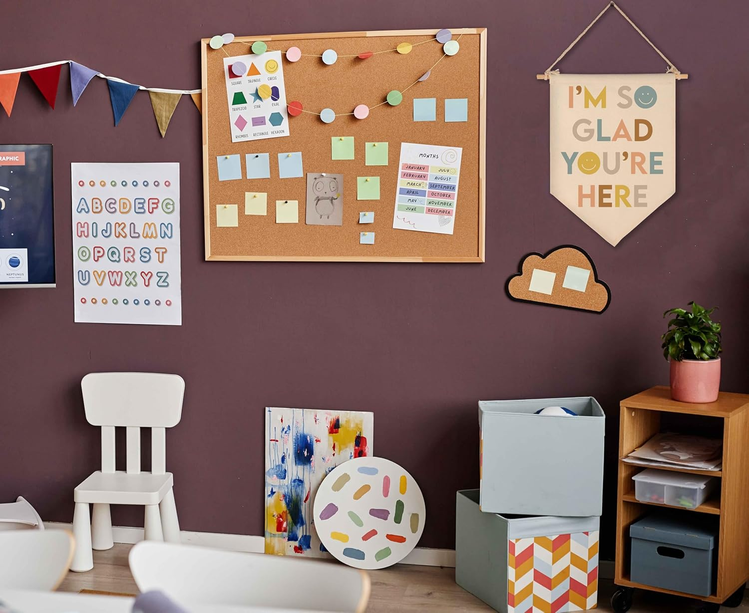 I'M so Glad You'Re Here-Classroom Decor-Inclusive Classroom Decor-Welcome Gift-Teacher Gift-Canvas Hanging Pennant Flag Banner Wall Sign Decor Gift-Birthday Christmas Gift image number 1