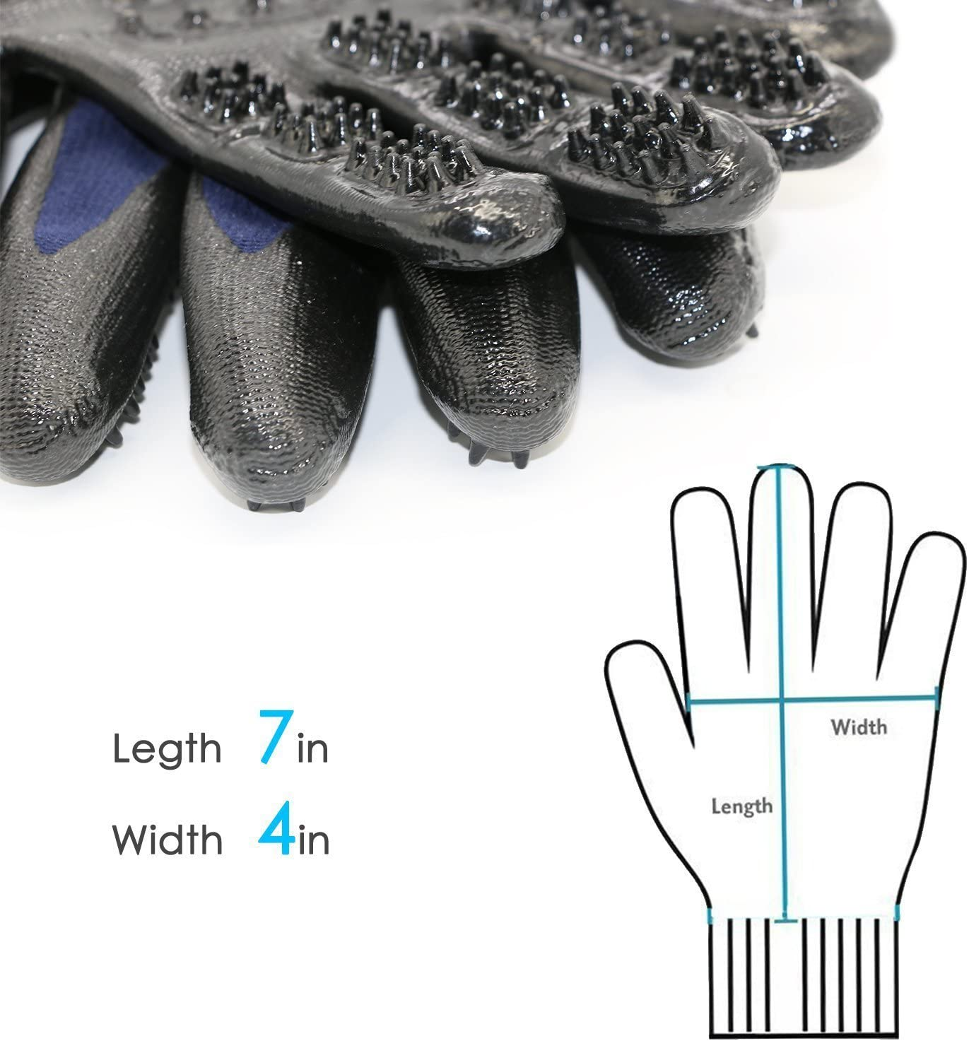 Bestbuy Pet Grooming Gloves - Improved Five Finger Design Rubber Glove Gentle De-Shedding Brushes for Cats, Dogs & Horses (Blue) image number 4