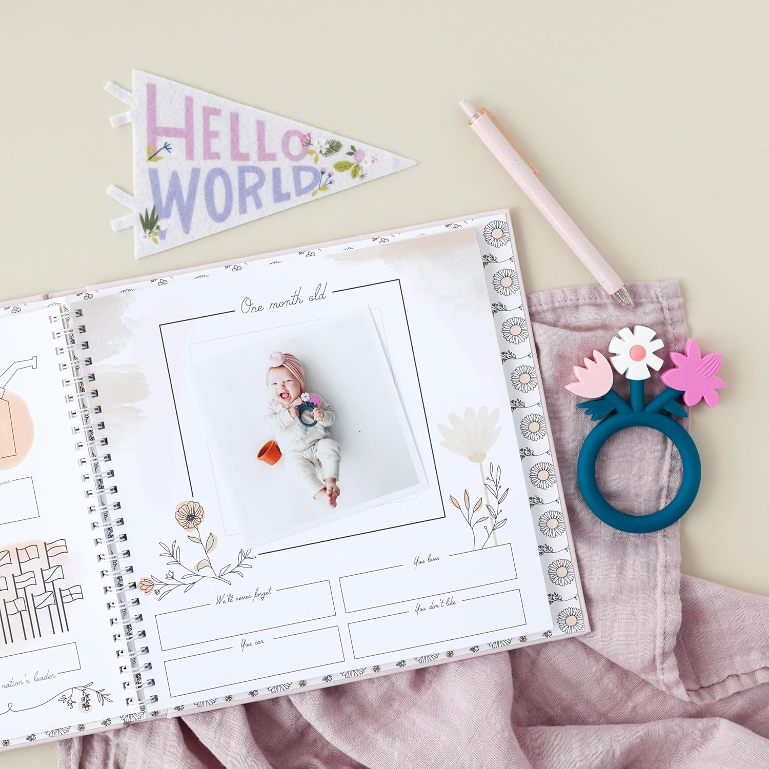 Lucy Darling Baby Memory Book &ndash; Wildflower Meadow | Floral Baby Girl First Year Journal & Photo Album | Luxury Keepsake Book for Milestones & Memories | Elegant Gift image number 3