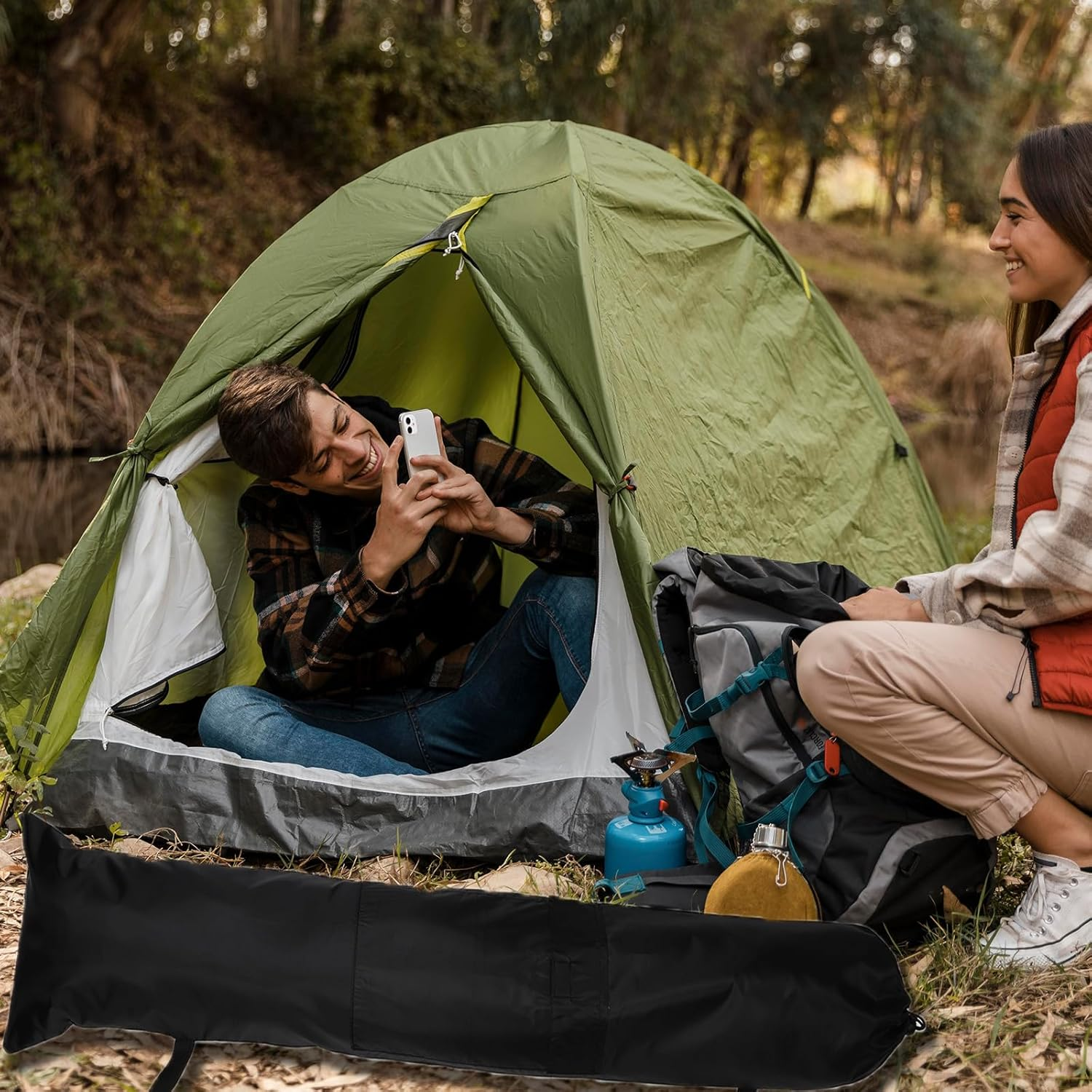 PEUTIER 6Pcs 43X9In Camp Chair Replacement Bag, Foldable Folding Chair Storage Bag with Carrying Strap & 2 Pockets Portable Camping Chair Bag for Outdoor Travel (Chair Is Not Included) image number 6