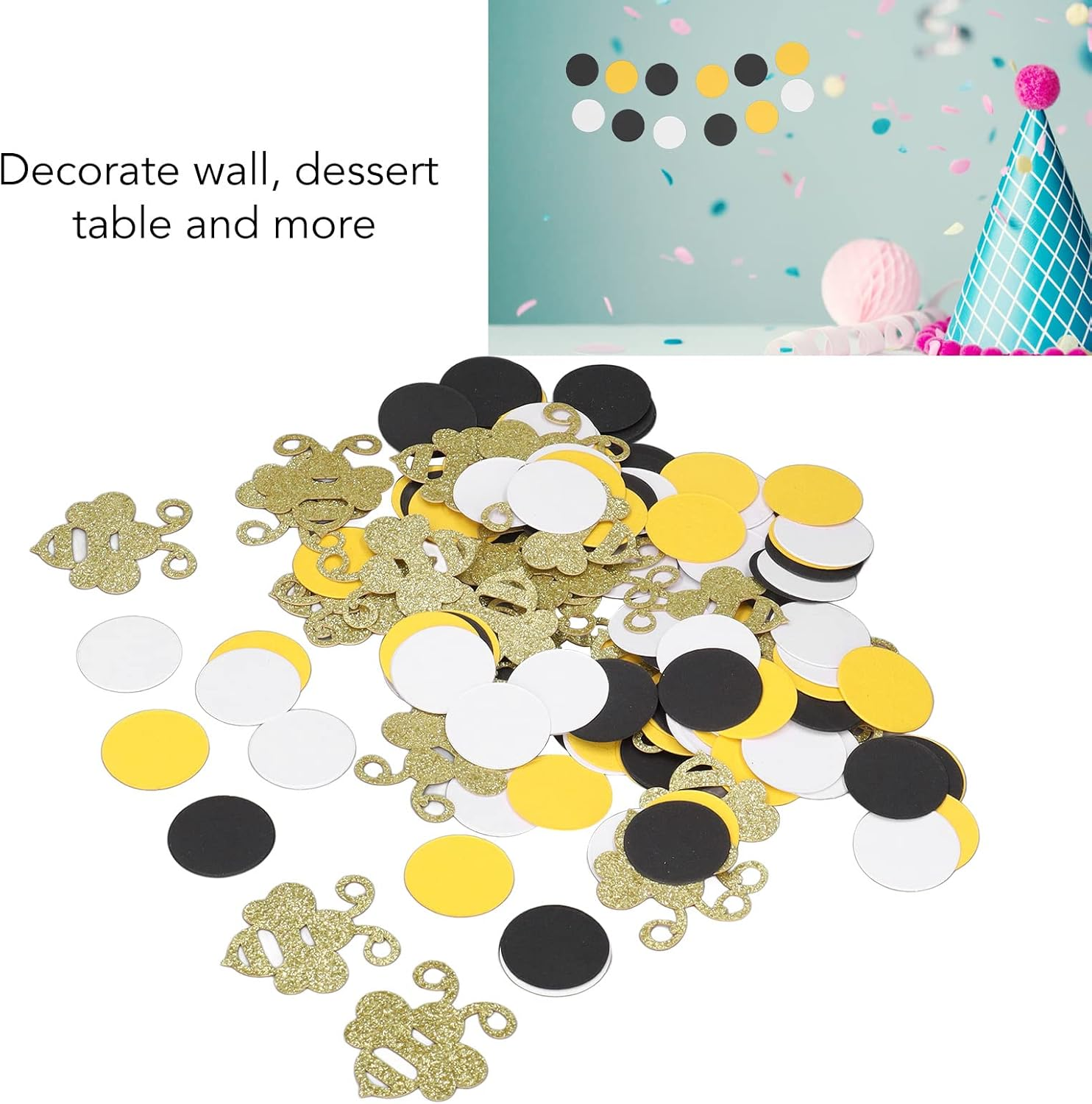 300 Glitter Finish Bee Confetti Colorful Bee Confetti Bee Theme Party for Baby Shower Birthday Party! image number 5