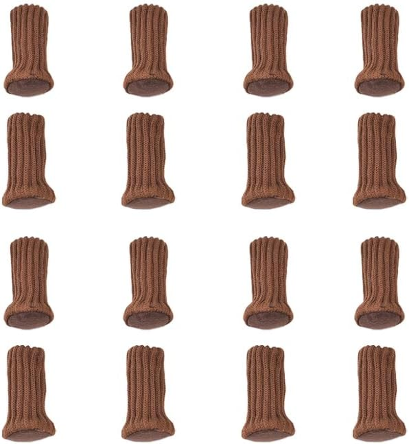 Aoozleny 16Pcs Furniture Leg Socks, Coffee Knitted Protectors Chair Leg Cover, High Elastic Chair Leg Coversmoving Easily and Reduce Noise Wood Floor Protectors, Brown image number 5