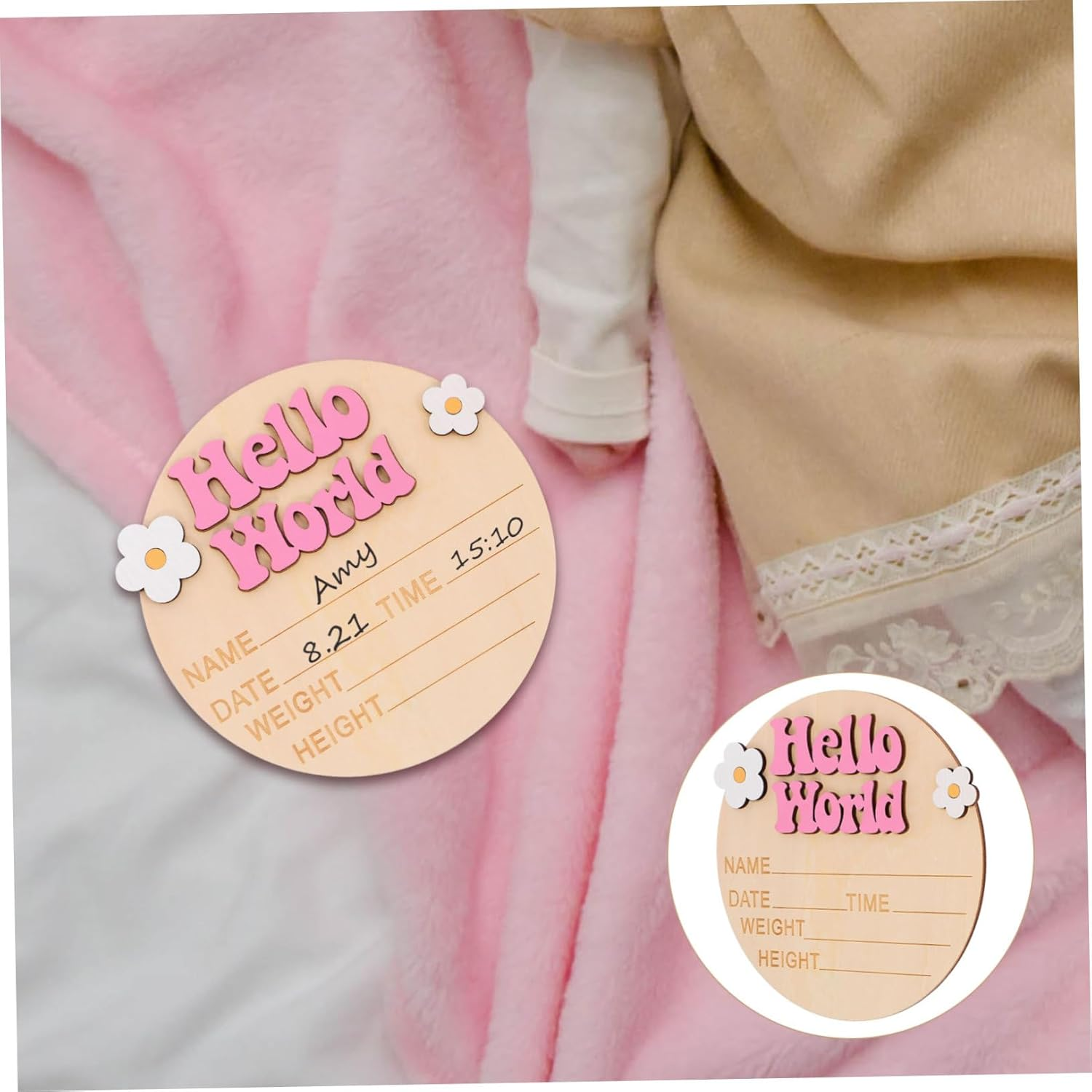 Yardwe Welcome Sign Milestone Announcement Board for Newborn Nursery Decor Name Plaque for Showers Parties Celebrating Growth - Multi image number 4