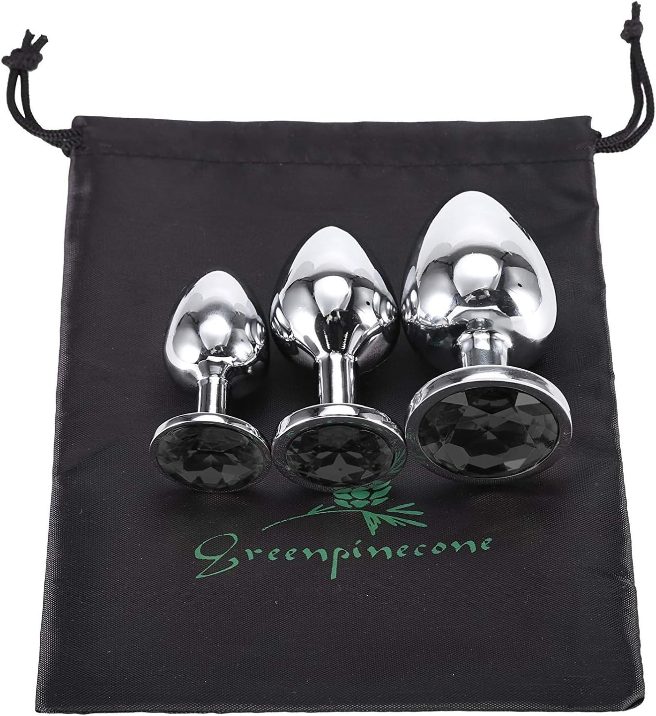 Anal Butt Plug, Greenpinecone Small + Medium + Big Set Fetish Stainless Steel Anal Butt Plug Anal Plug Hook with Crystal Diamond Beginner 27Mm-33Mm-41Mm Anal Stimulation Toy for Unisex Masturbation image number 6