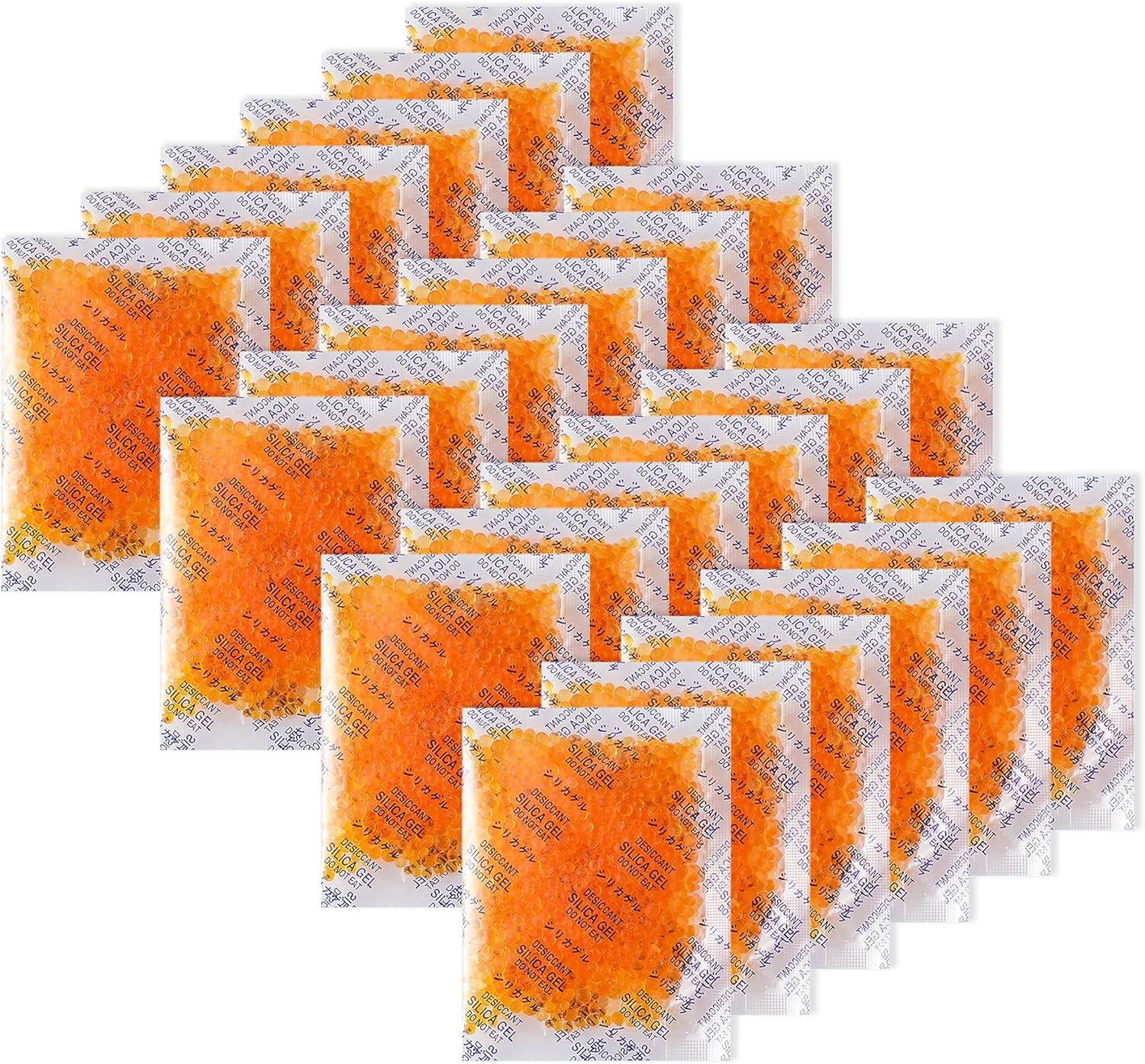 Zekroh 50 Gram [24 Packets] Premium Orange Indicating Silica Gel Desiccant Beads, Reusable Premium Silica Gel Packets, Moisture Absorbers for Control Absorbing for Electronics, Camera, Food, Spices (2)