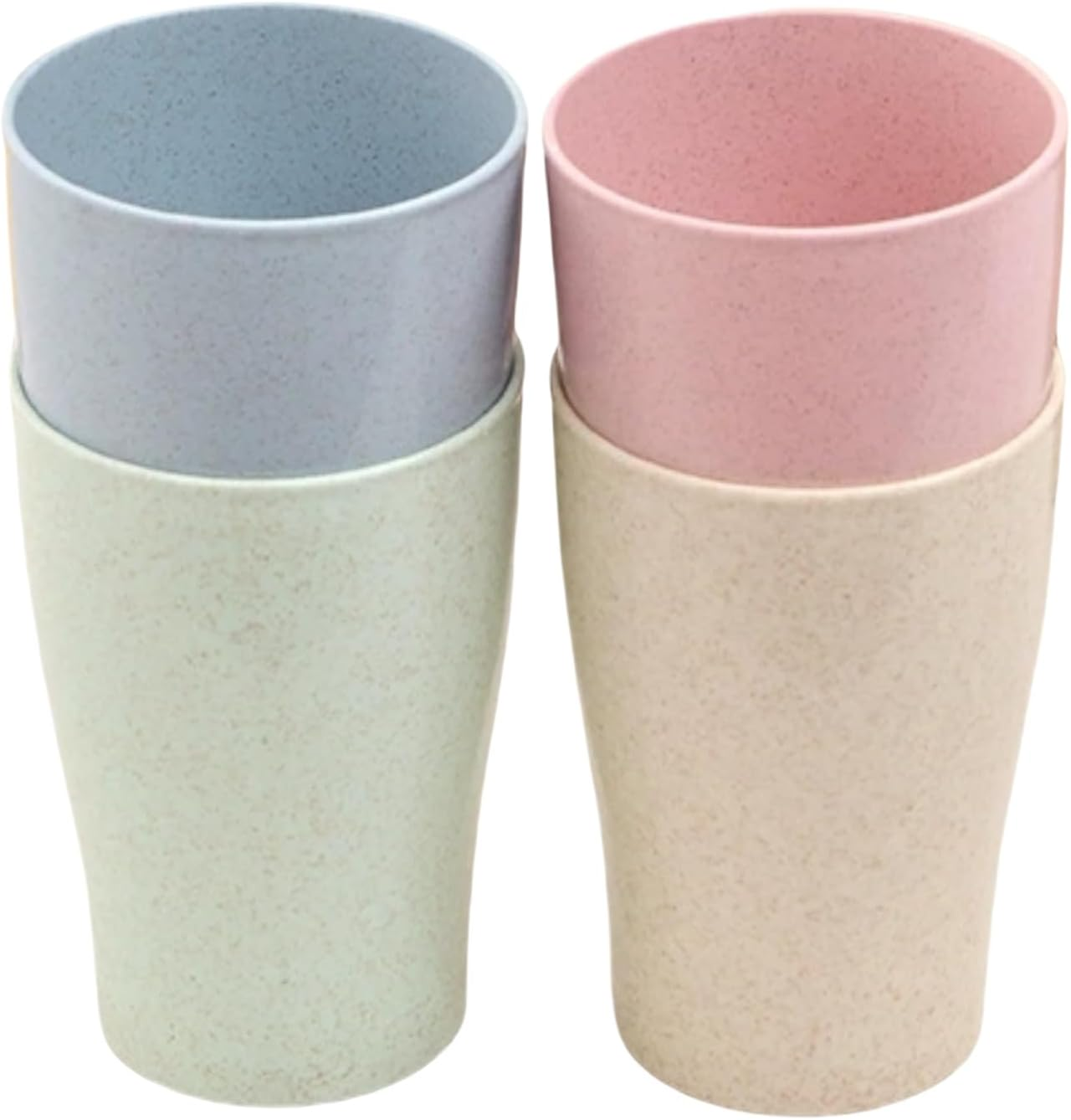 8 Pack Wheat Straw Cups Reusable Drinking Cups, Durable & Lightweight, Perfect for Home, Office, Camping, and Outdoor Use Dishwasher Safe (Black,Gray)