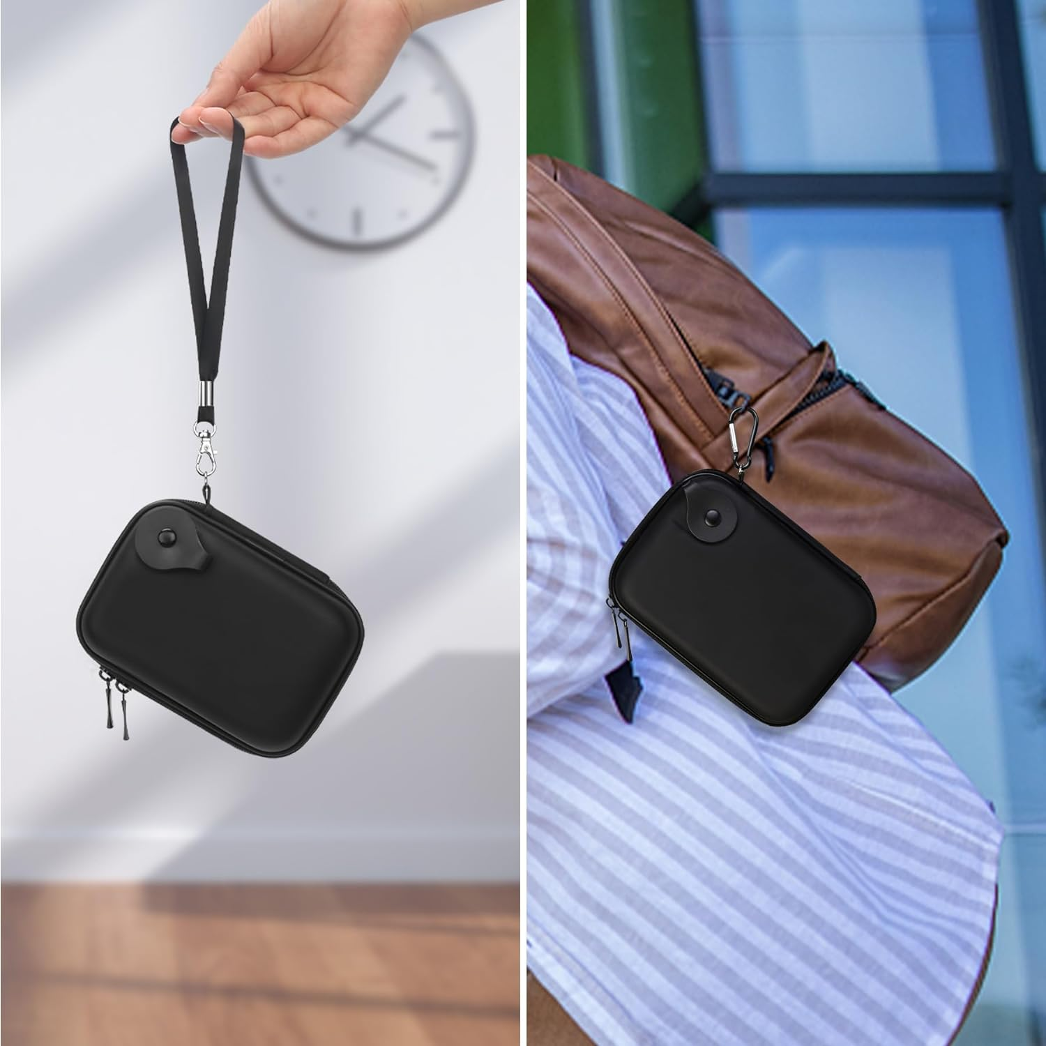 Lacdo Hard Drive Carrying Case for Toshiba Canvio Basics/Canvio Flex/Canvio Advance/Canvio Gaming Portable External Hard Drive 1TB 2TB 3TB 4TB 2.5 Inch HDD Shockproof Travel Bag, Black+Black image number 5