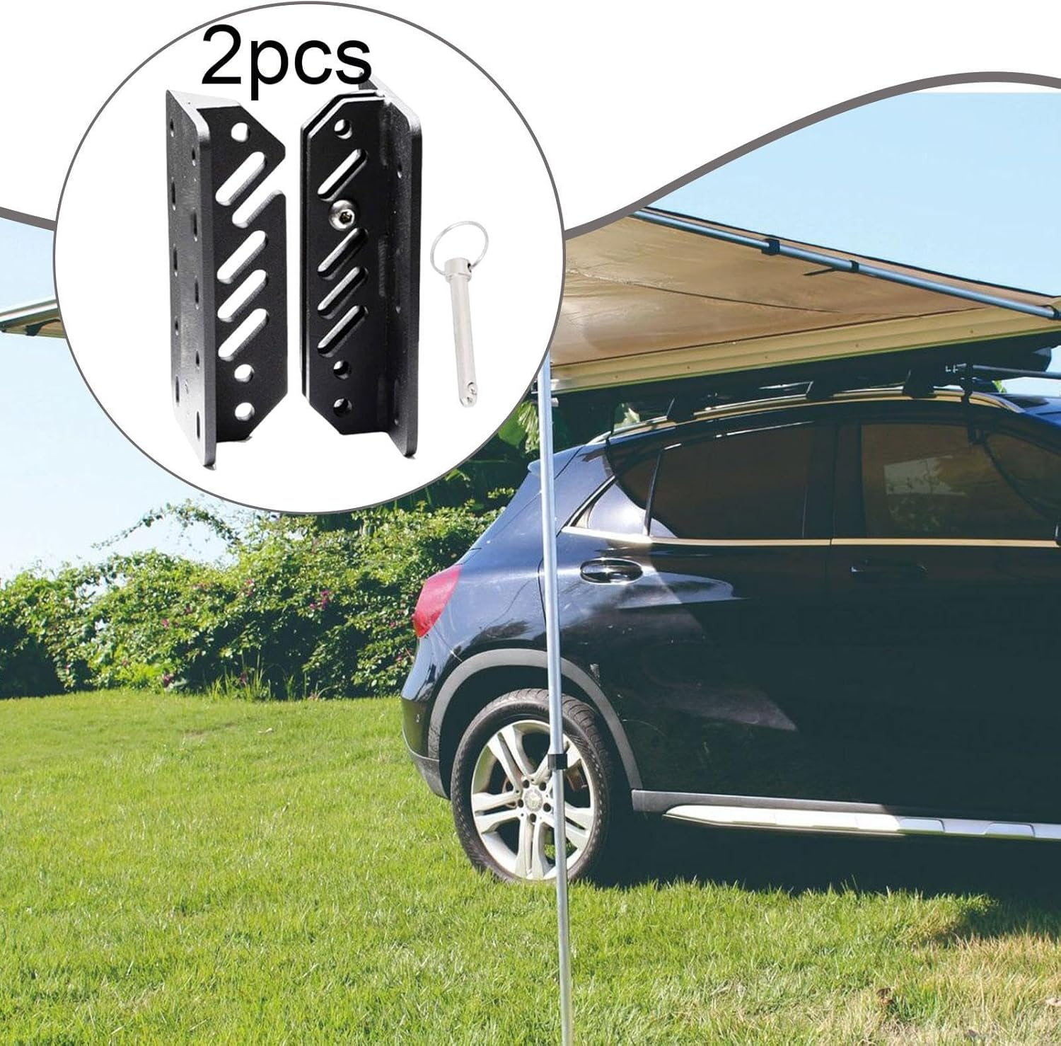 TENOL Awning Bracket Hardware Easy Use Wind Resistant Repair Parts Easy Installation Quick Setup Black Metal Heavy Duty Accessories, 2 Set image number 3