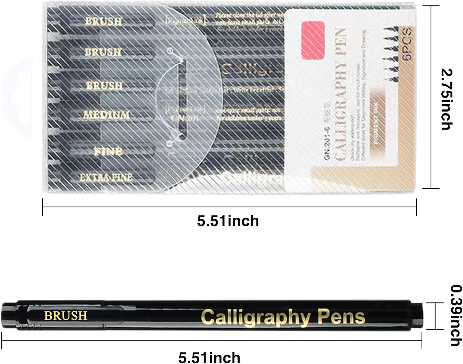 SAYEEC Calligraphy Brush Pens, 6 Pack Refillable Black Ink Hand Lettering Pen, 4 Size Calligraphy Brush Markers Set for Beginner Writing, Journaling, Sketching, Art Drawing, Illustration, Scrapbooking image number 2