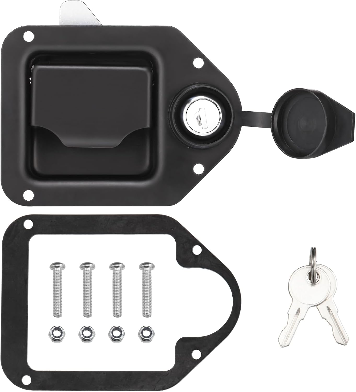 Black Truck Box Latch Replacement Kit, Paddle Latch Tool Box Locks with Keys,Truck Box, Trailer Door, RV, Camper, Storage Box, 111.5 * 83.2Mm image number 5