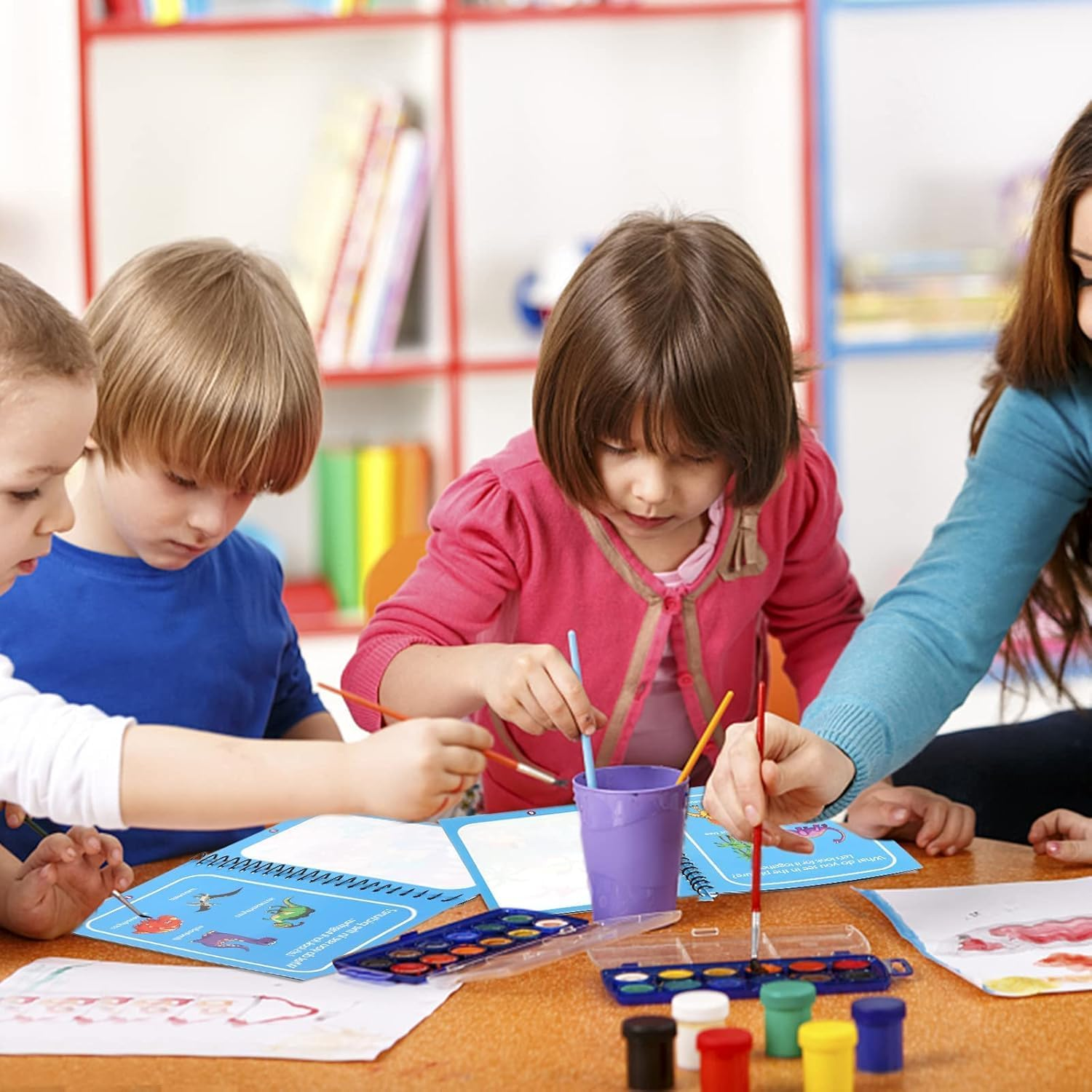 6 Pack Magic Water Coloring Book, Magic Painting Books with Water Pen Mess Free Coloring Books for Toddler 2-4Years Reusable Coloring Book-Children 3+