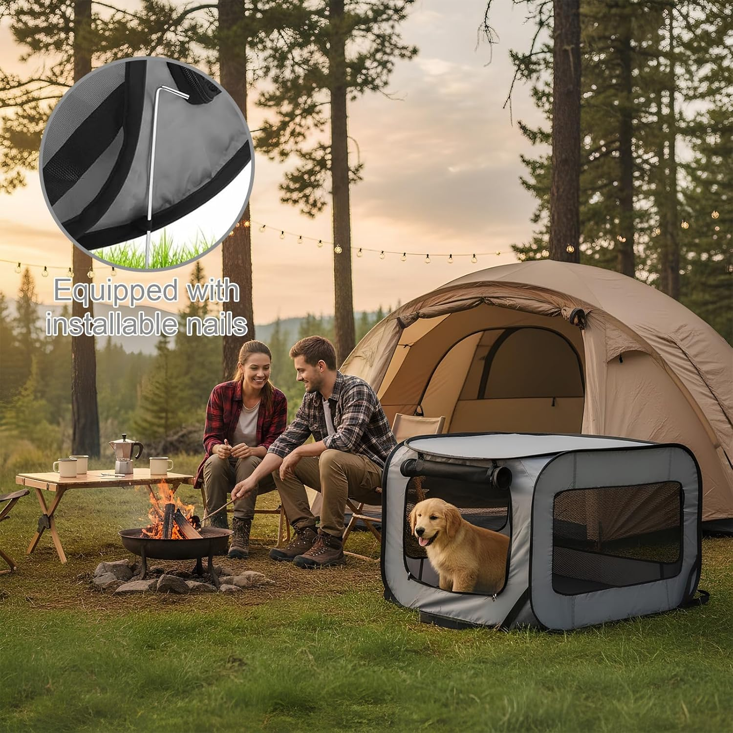 94 X 53 X 53 Cm Dog Transport Box Foldable Pop-Up Transport Box Dog Cat Sturdy Transport Box Oxford Fabric Dog Box Car Dog Bag Portable Dog Transport Boxes for Cats and Dogs up to 29.5 Kg, Grey image number 2