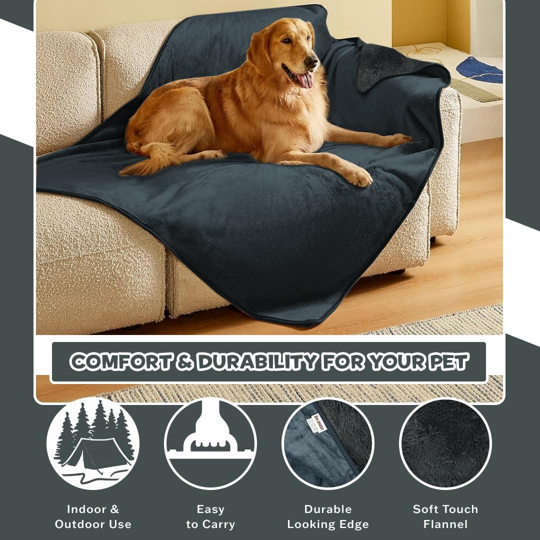 Anti-Anxiety Waterproof Pet Throw Blanket - Water Resistant, Splash-Proof for Dogs and Cats, Ideal for Large Dogs, Soft, Durable, Modern Style, Grey, 127Cmx152Cm image number 2
