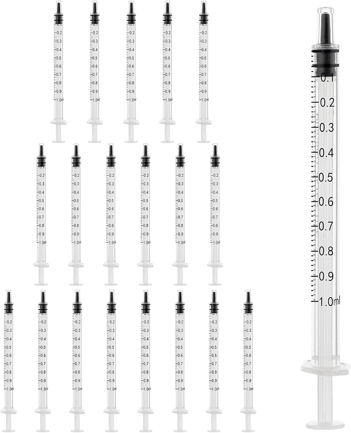 20 Pack 5Ml Syringe without Needle for Liquid Measurement Tools Individually Sealed Package for Scientific Labs,Feeding Small Animals,Watering,Dispensing,Applicator (5Ml, 20Pcs)