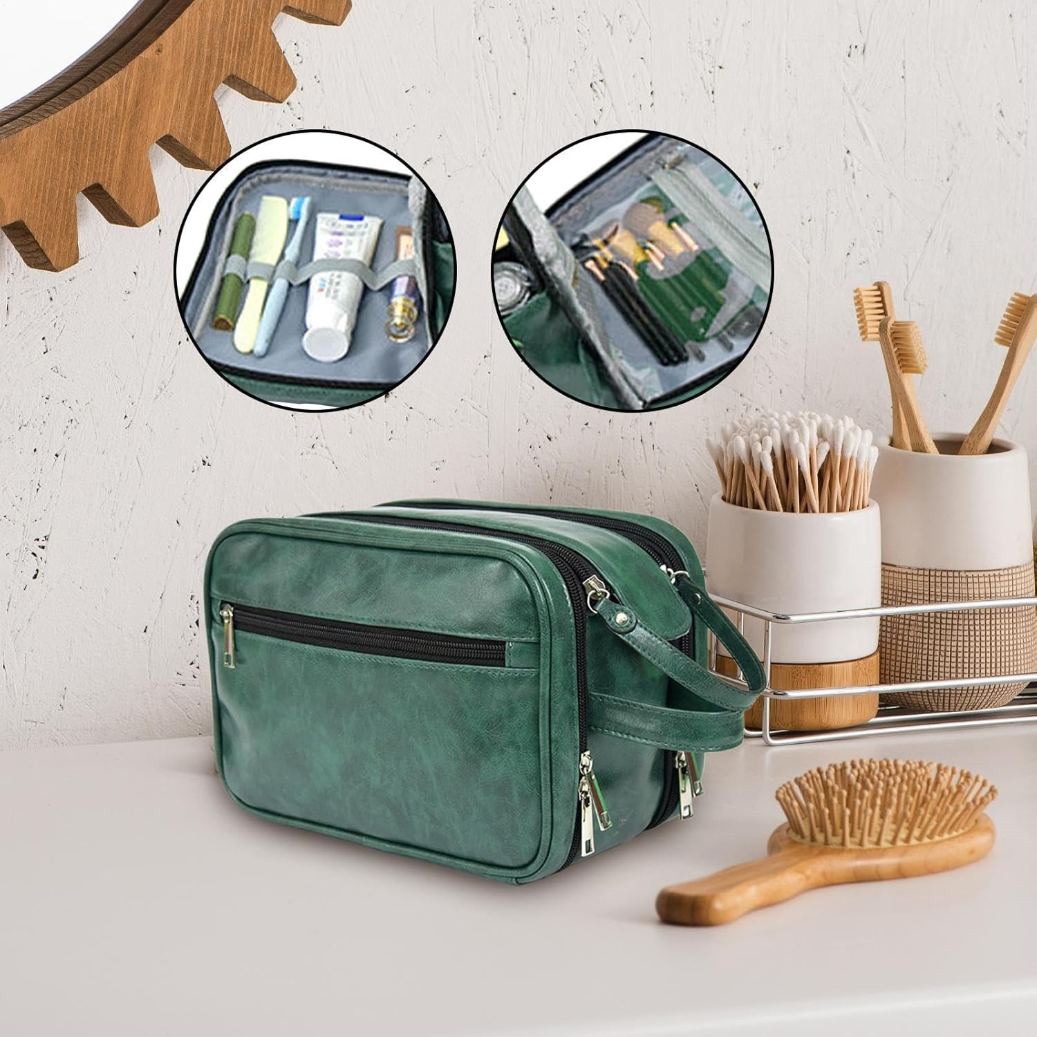 Toiletry Bag for Men - Shaving Bag Men Toiletry Bag - Travel Toilet Bags, Toiletry Organizer, Large Capacity Men Cosmetic Bag for Business Vacation - Black image number 2