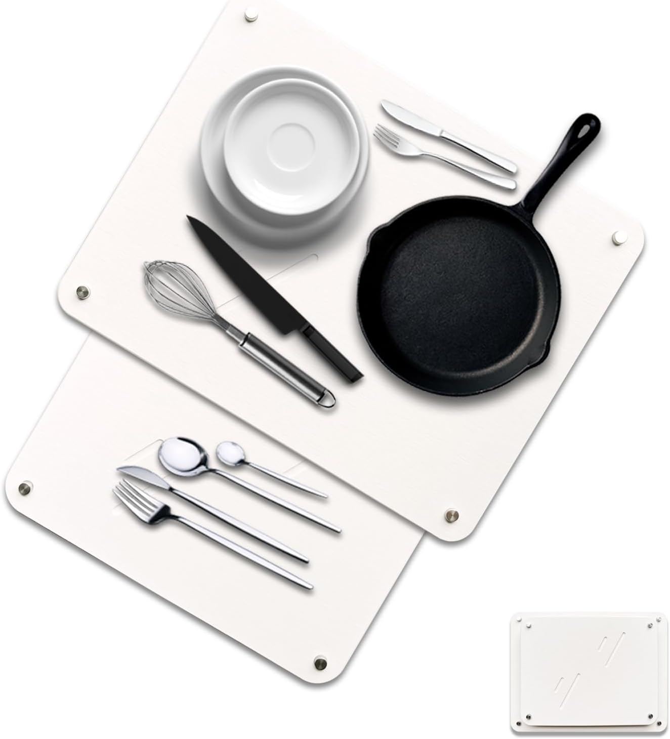 Marakruki Stone Dish Drying Mat for Kitchen Counter, Diatomite Dish Drying Mat, Quick Drying Diatomaceous Stone Kitchen Drying Mat, Chemical-Free Super Absorbent Dish Mat (35 X 45 Cm + 37.5 X 30 Cm) image number 1