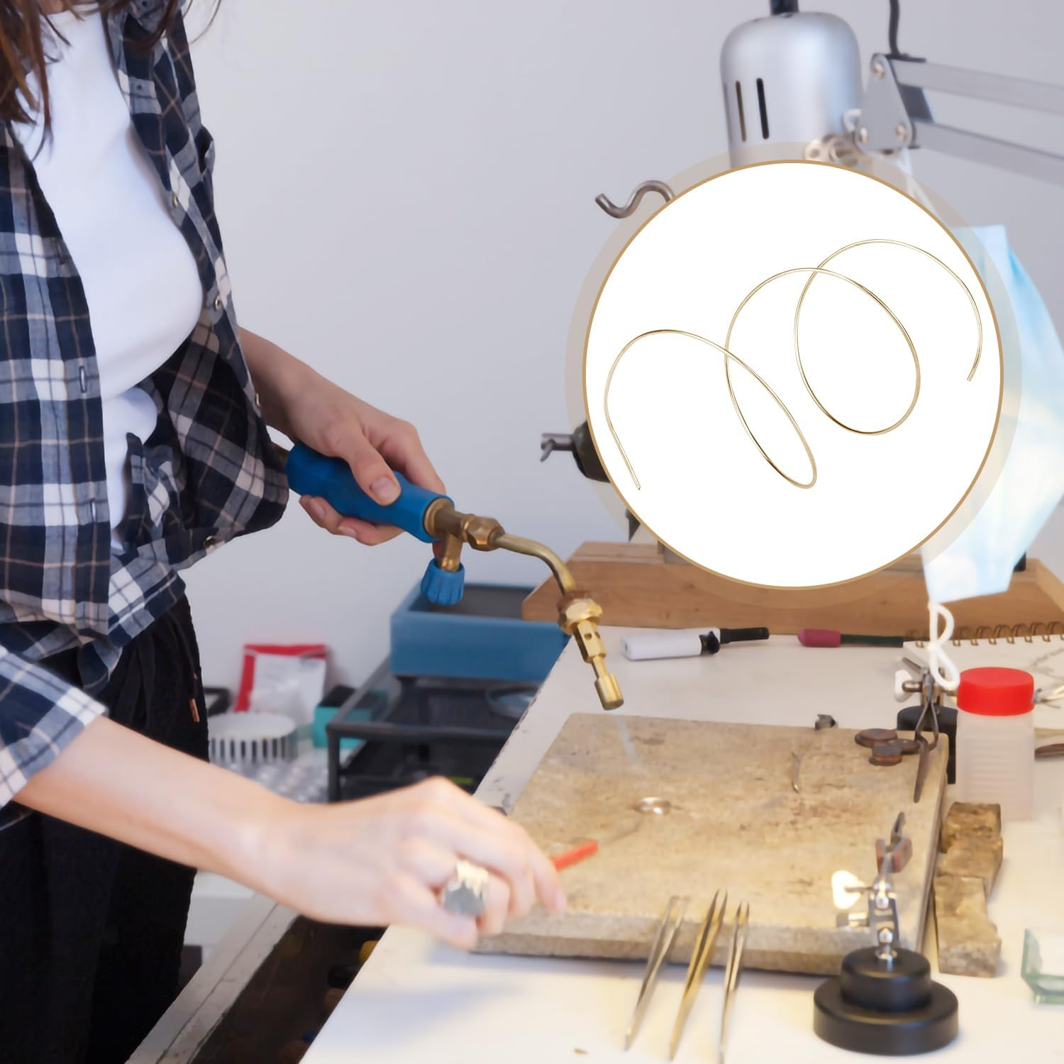 3Pcs 14K Gold Solder Wire for Jewelry Making, 6.3 Inch Long Easy Solder Gold Solder Flux for Jewelry Repair Electronics Plumbing (Melting Temperature 1325&deg;F, 1360&deg;F, 1450&deg;F) image number 6