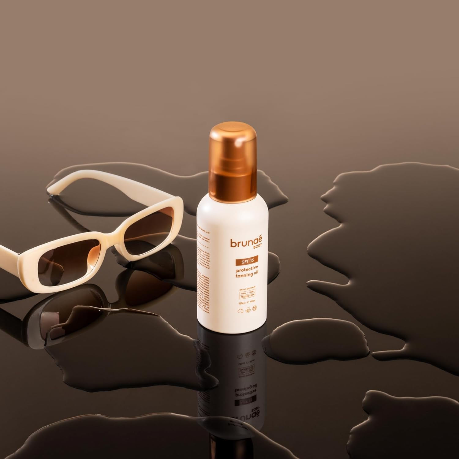 Brunae Body SPF 15 Protective Tanning Oil - Fast-Acting Tanning Accelerator - Natural & Non-Greasy Oil Spray for Glowy, Hydrated Skin - 120 Ml