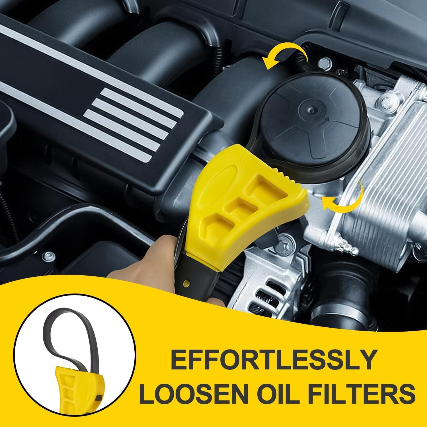 Funcyboo Strap Wrench, 2 Pcs Rubber Strap Adjustable Wrench Set Oil Filter Pipe Jar Opener Belt Wrench for Mechanics Plumbers Car Repair Tool image number 3