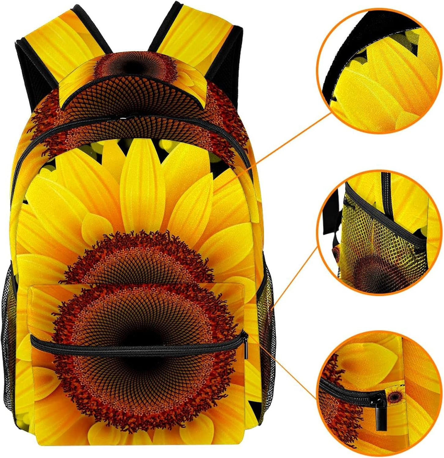 Nature Sunflower Backpack Students Shoulder Bags Travel Bag College School Tote Backpacks image number 4