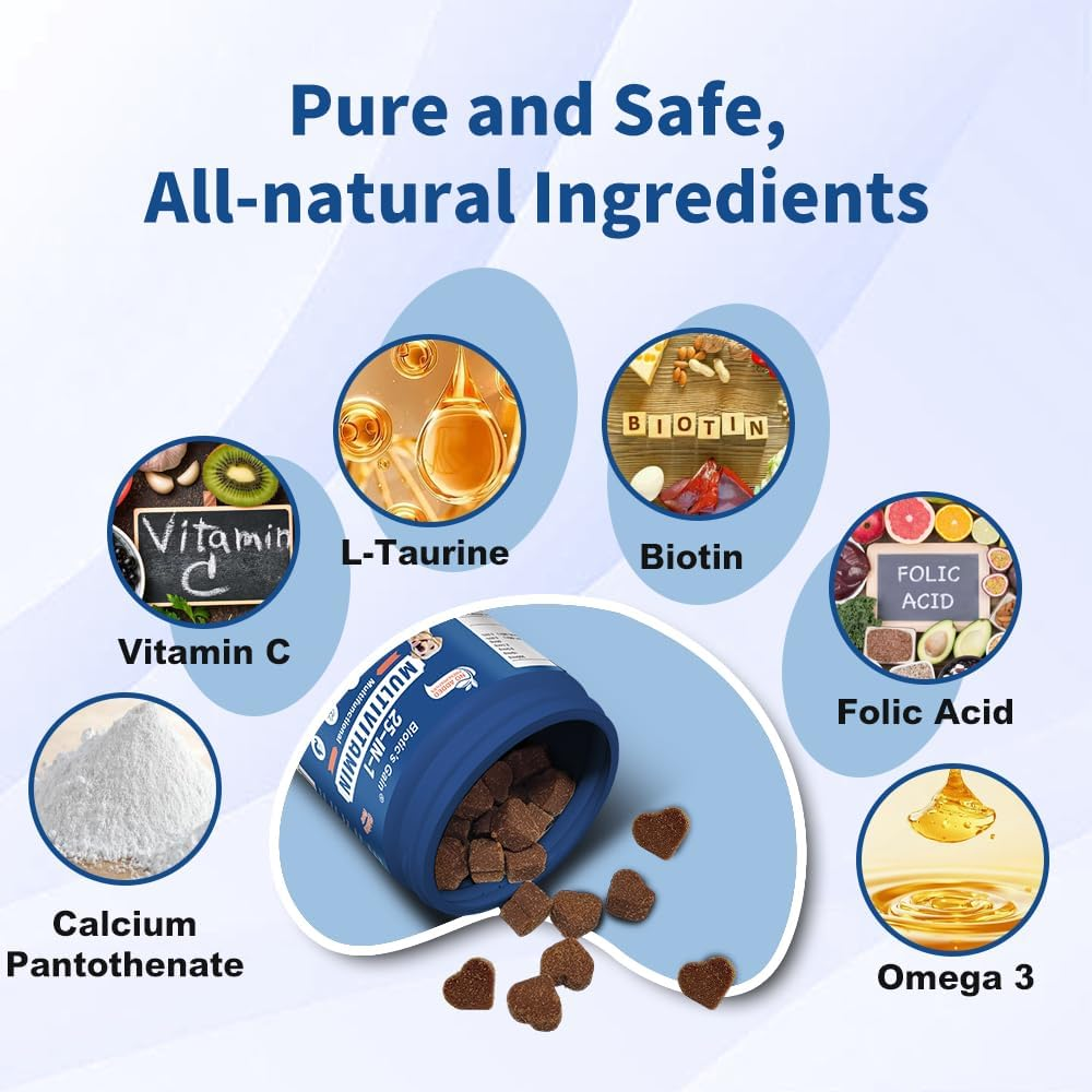 Biotic'S Gain Dog Multivitamins, 25 in 1 Complete Care, 120 Soft Chews, Chicken Flavour image number 1