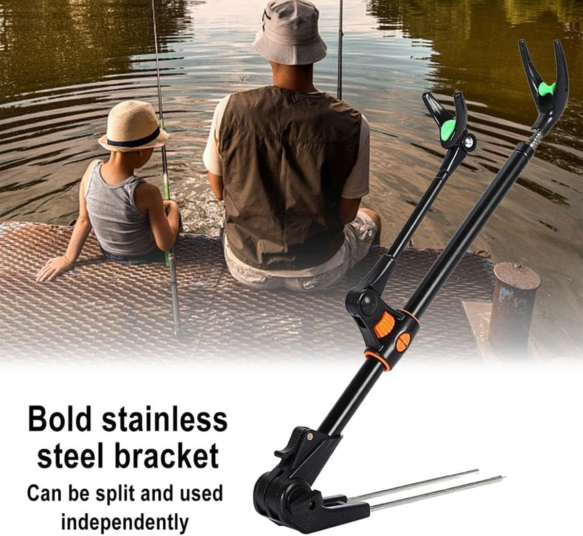 AIMALL Adjustabl Fishing Rod Holder with Telescopic Design, Stainless Steel Bracket, and Ground Insertion for Bank and Platform Fishing image number 2