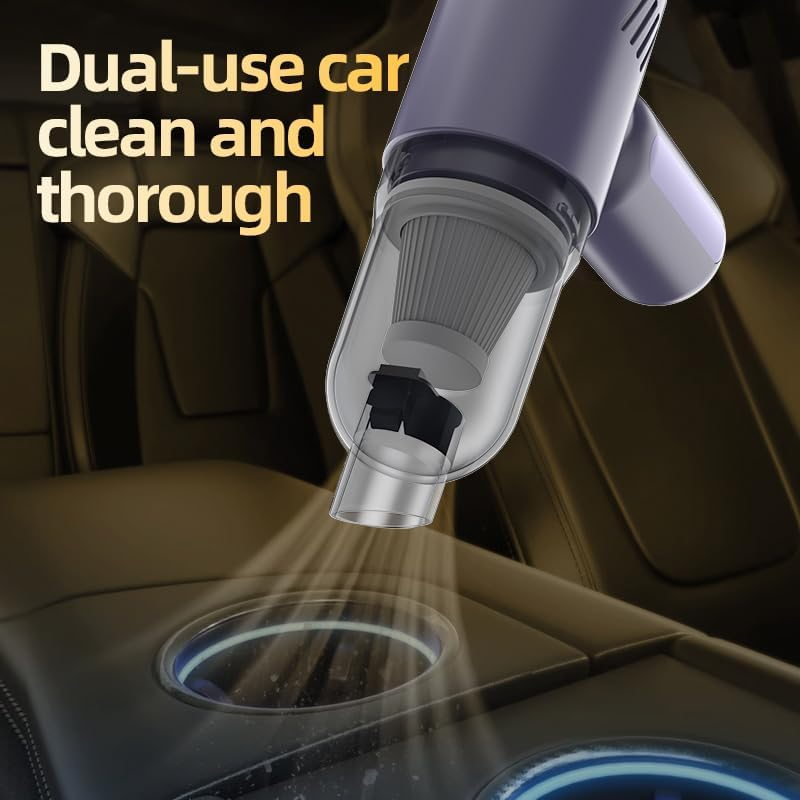 Car Vacuum Cleaner, High Power Mini Vacuum Cleaner,Rechargeable Wireless Handheld Vacuum,Portable Cordless Compressed Air Duster Air Blower for Car Home Office,Keyboard,Pet Hair (Purple) image number 1